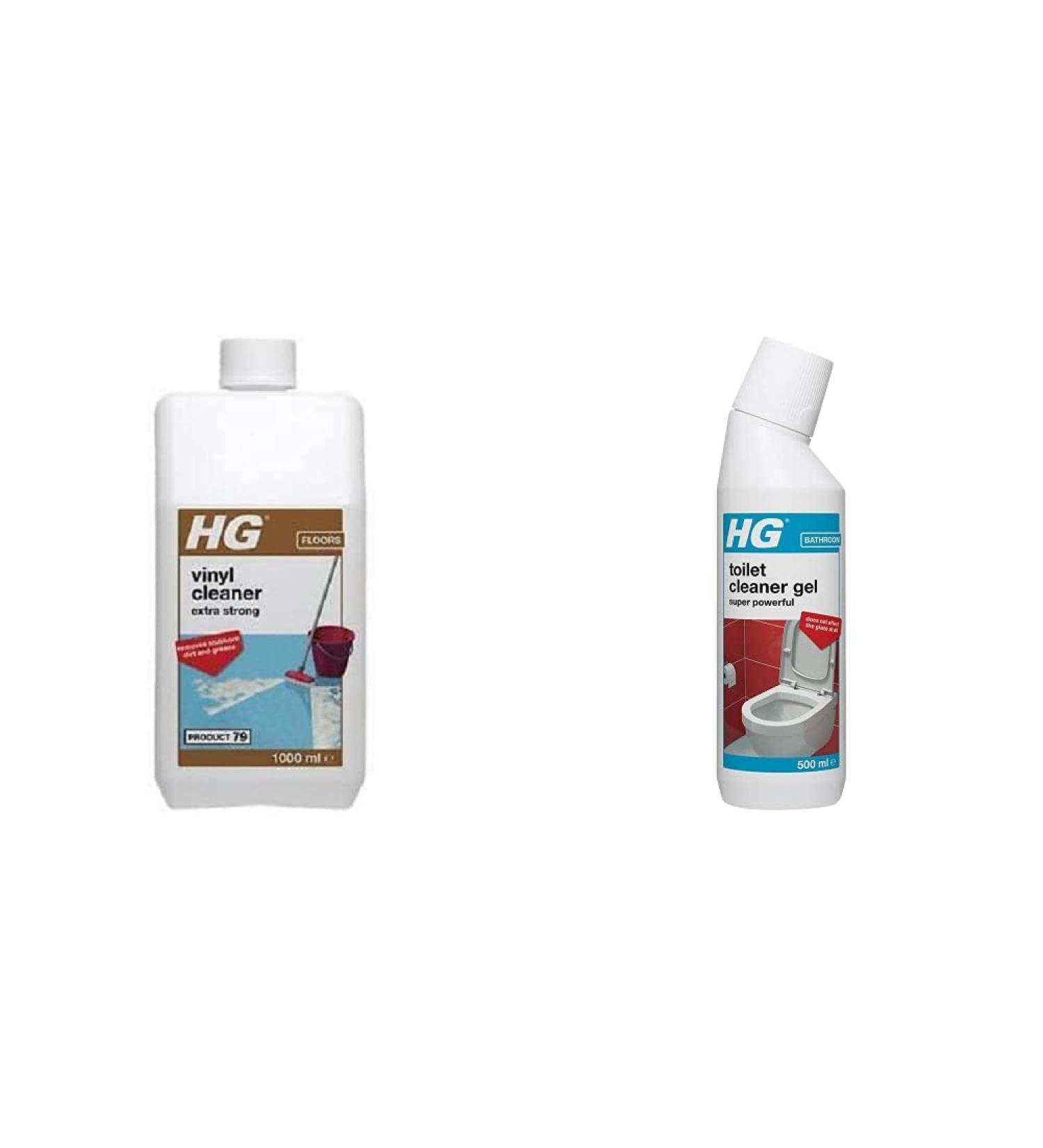 HG Vinyl Cleaner Extra Strong 79 Highly Concentrated Mopping Cleaner & Polish/Coating Remover 1 Litre (150100106) & Toilet Cleaner Gel Super Powerful Limescale & Stain Remover (500 ml) - 322050106 + Toilet Cleaner Gel - Buy Online on GoSupps.com