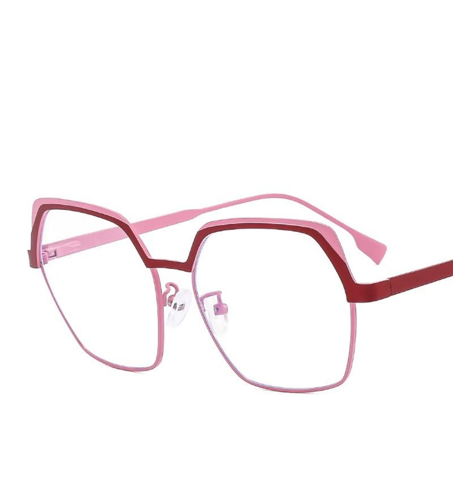 Anti Eyestrain Blue Light Blocking Oversized Reading Glasses - Pink Classic Flat Light Mirror Eyeglasses +0.00 - Buy Online on GoSupps.com