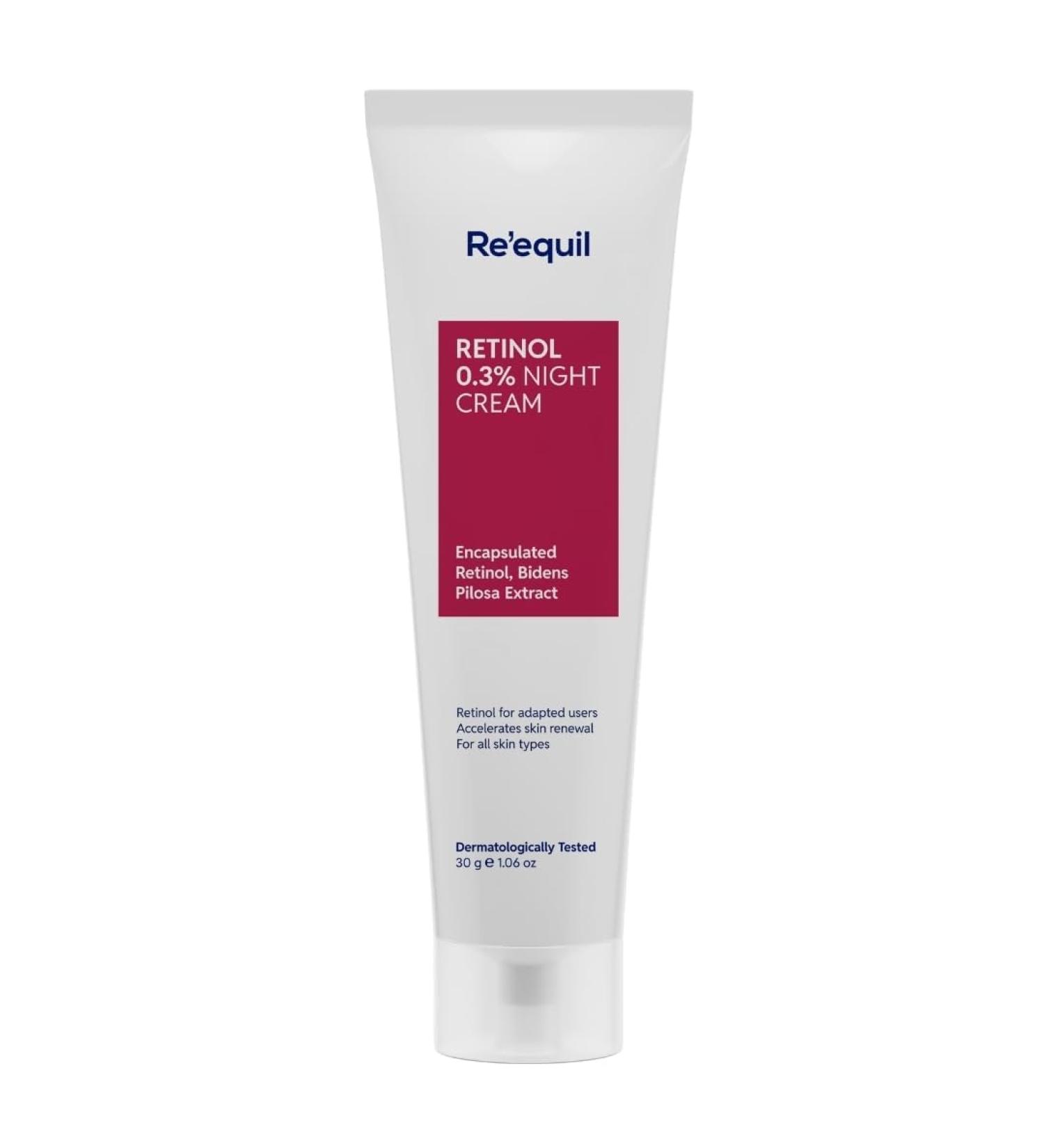 Reequil 0.3% Retinol Night Cream Improves Skin Texture Reduces Acne Unisex For All Skin Types 30G - Buy Online on GoSupps.com