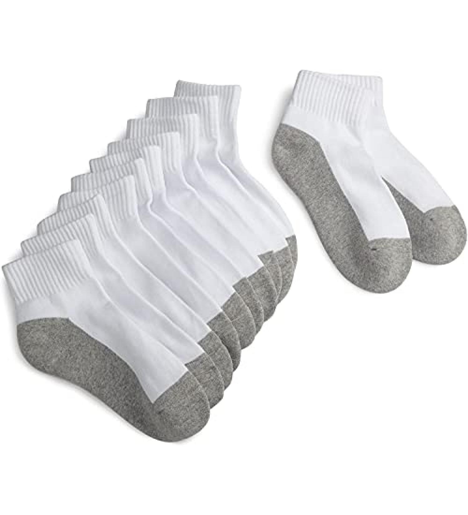 Jefferies Socks Big Boys' Seamless-Toe Quarter Athletic Socks 6-Pack - White/Grey, Medium Size - Buy Online on GoSupps.com