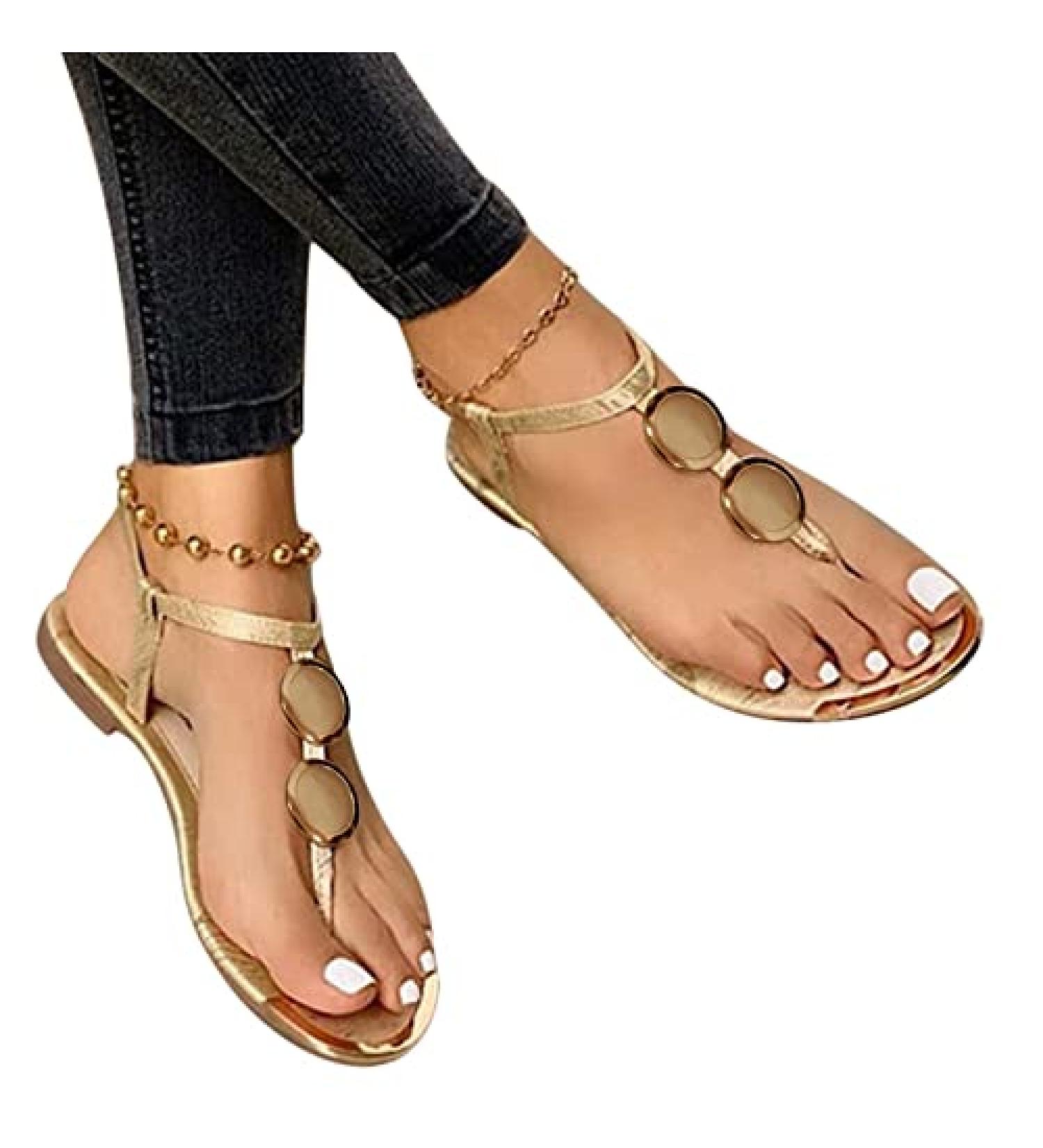 Women's Wide Width Orthopedic Beach Sandals with Wedge Heel - Gold, Size 8 - Buy Online on GoSupps.com