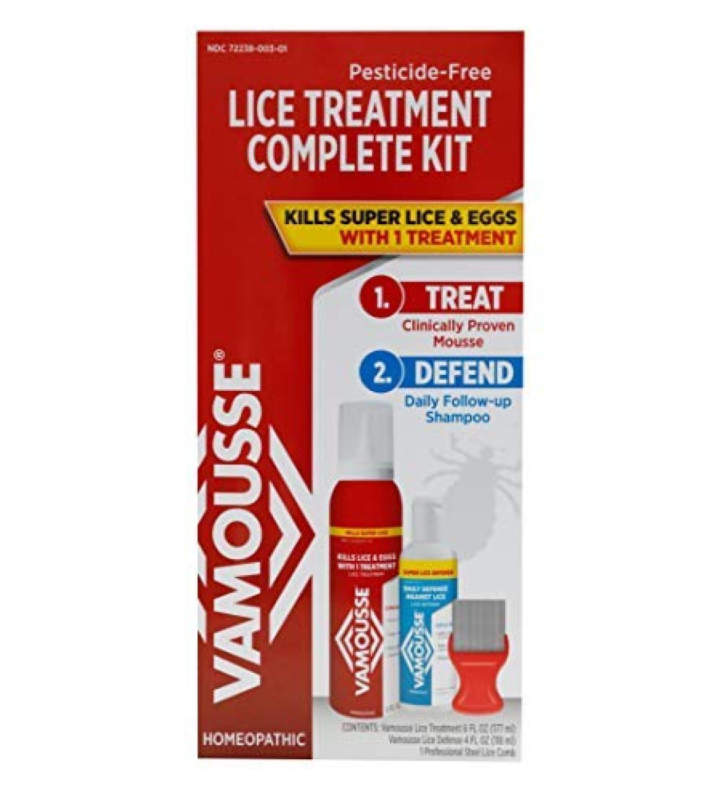 Vamousse Lice Treatment Complete Kit - Kills Super Lice & Eggs - No Harmful Chemicals - Suitable for Kids & Adults - Buy Online on GoSupps.com