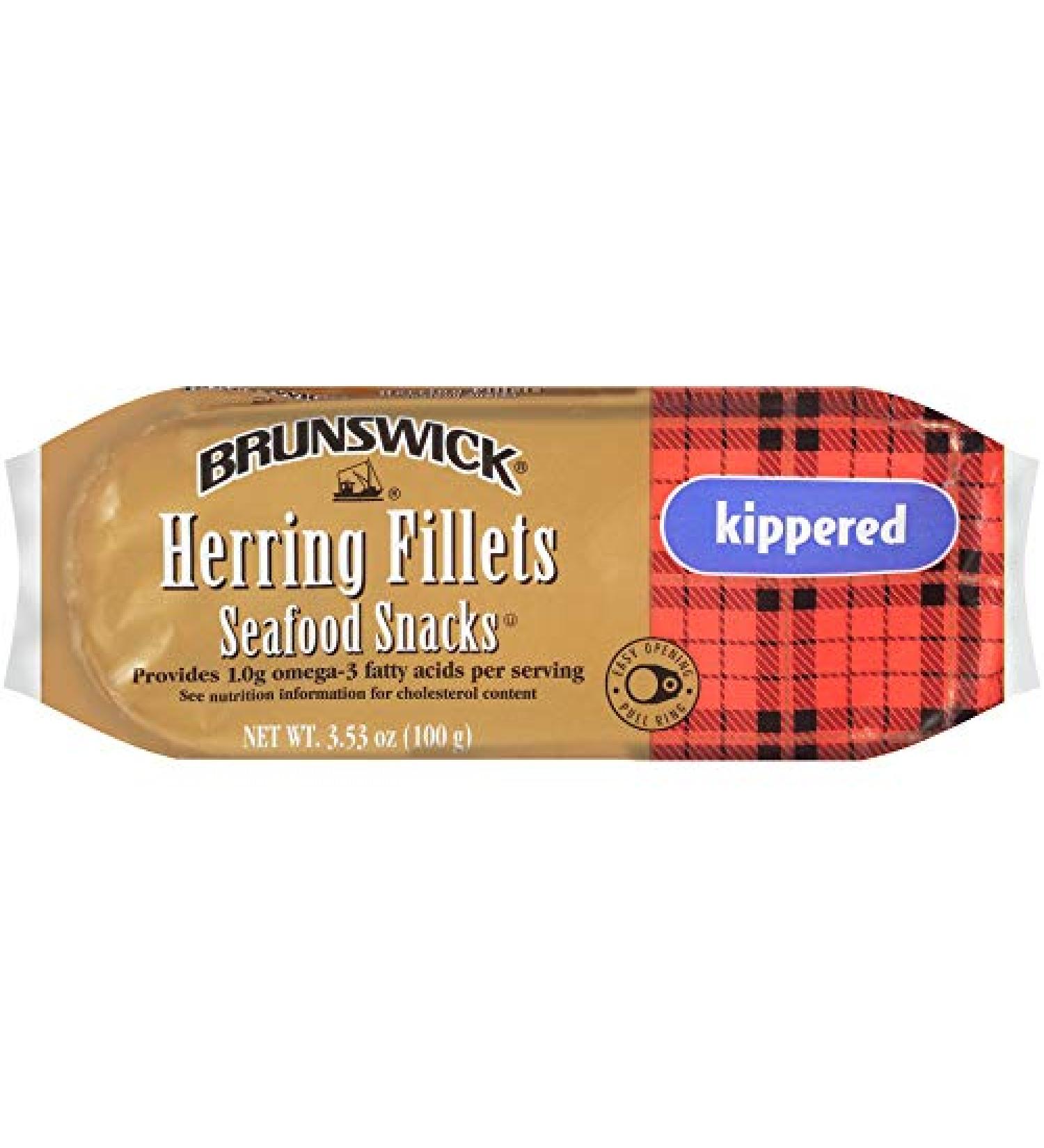 Brunswick Boneless Kipper Style Herring Fillets 3.53 oz Can (Pack of 12) - High Protein, Gluten Free, Keto Friendly - Perfect for Pasta & Seafood Recipes - Buy Online on GoSupps.com