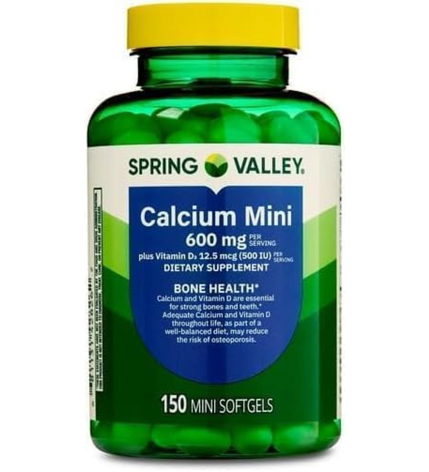 Calcium Plus Vitamin D3 150 Mini Softgels | Calcium Supplement | softgels | Calcium 600 mg with Vitamin d3 | Calcium Carbonate 600 mg 150 Mini Softgels + vslSticker - Buy Online on GoSupps.com