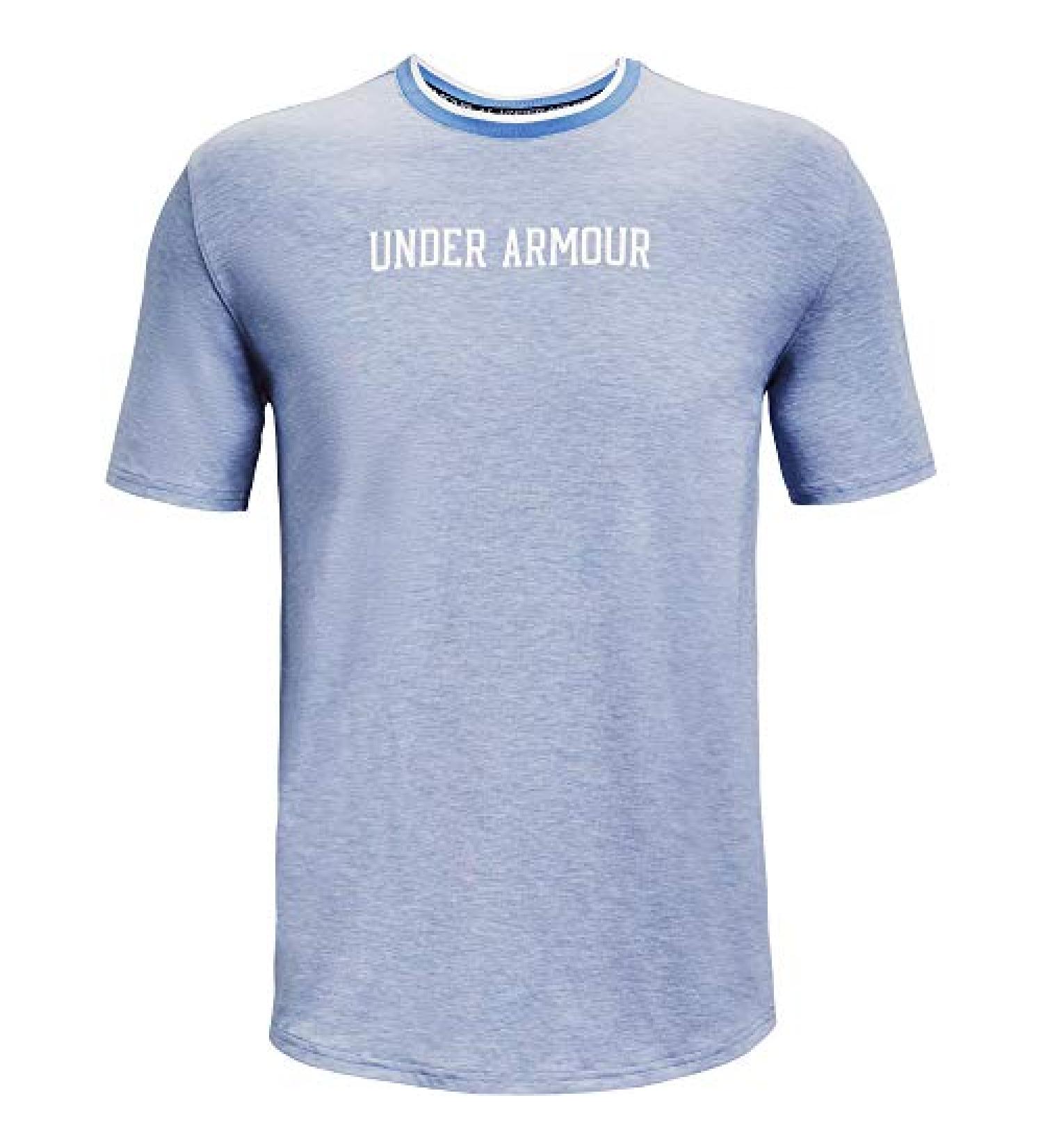 Under Armour Men's Recover Sleep Short-Sleeve Crew Neck Undershirt , Washed Blue Full Heather (420)/White , 3X-Large