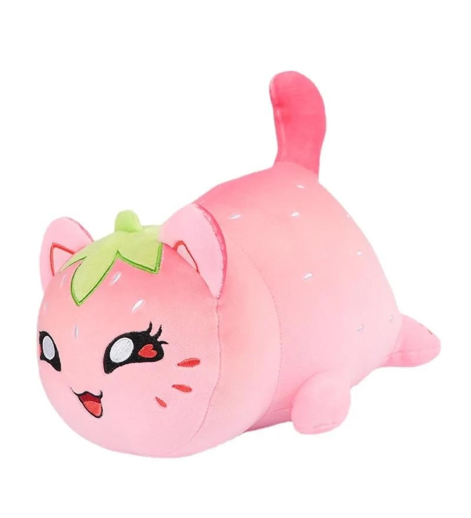 LAIBUY Cat Plush Pillow - Soft Kawaii Kitten Anime Hugging Toy, Cute Stuffed Animal for Kids - Birthday & Christmas Gift (Strawberries) - Buy Online on GoSupps.com