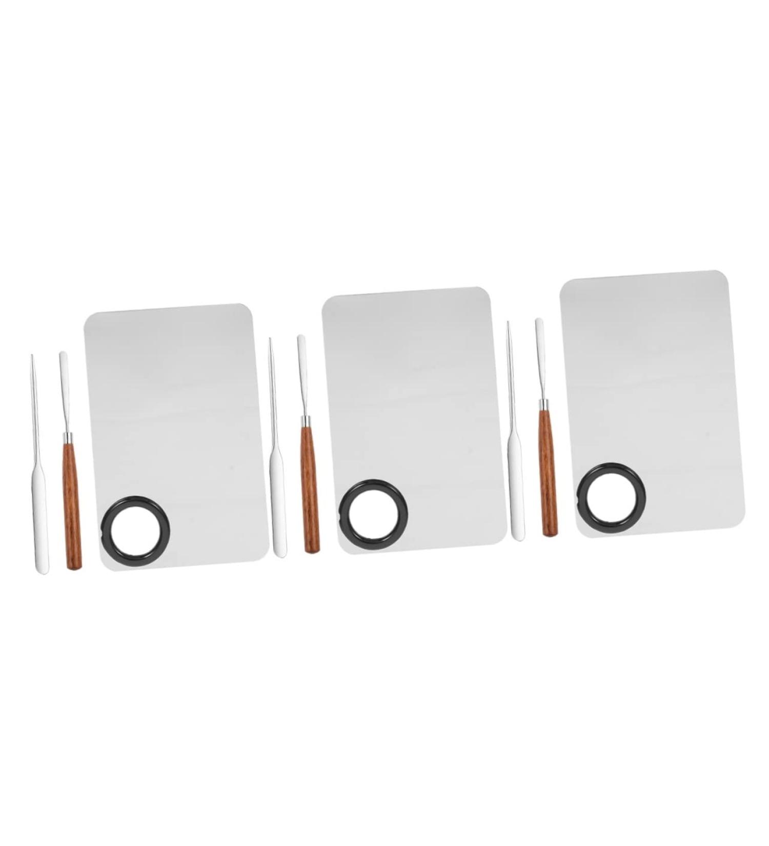 FRCOLOR 3 Sets Color Stick Palette - Stainless Steel Makeup Scraper & Mixing Tray for Artists | Premium Pigment Plates & Cosmetic Tools - 14.5x1cm - Buy Online on GoSupps.com