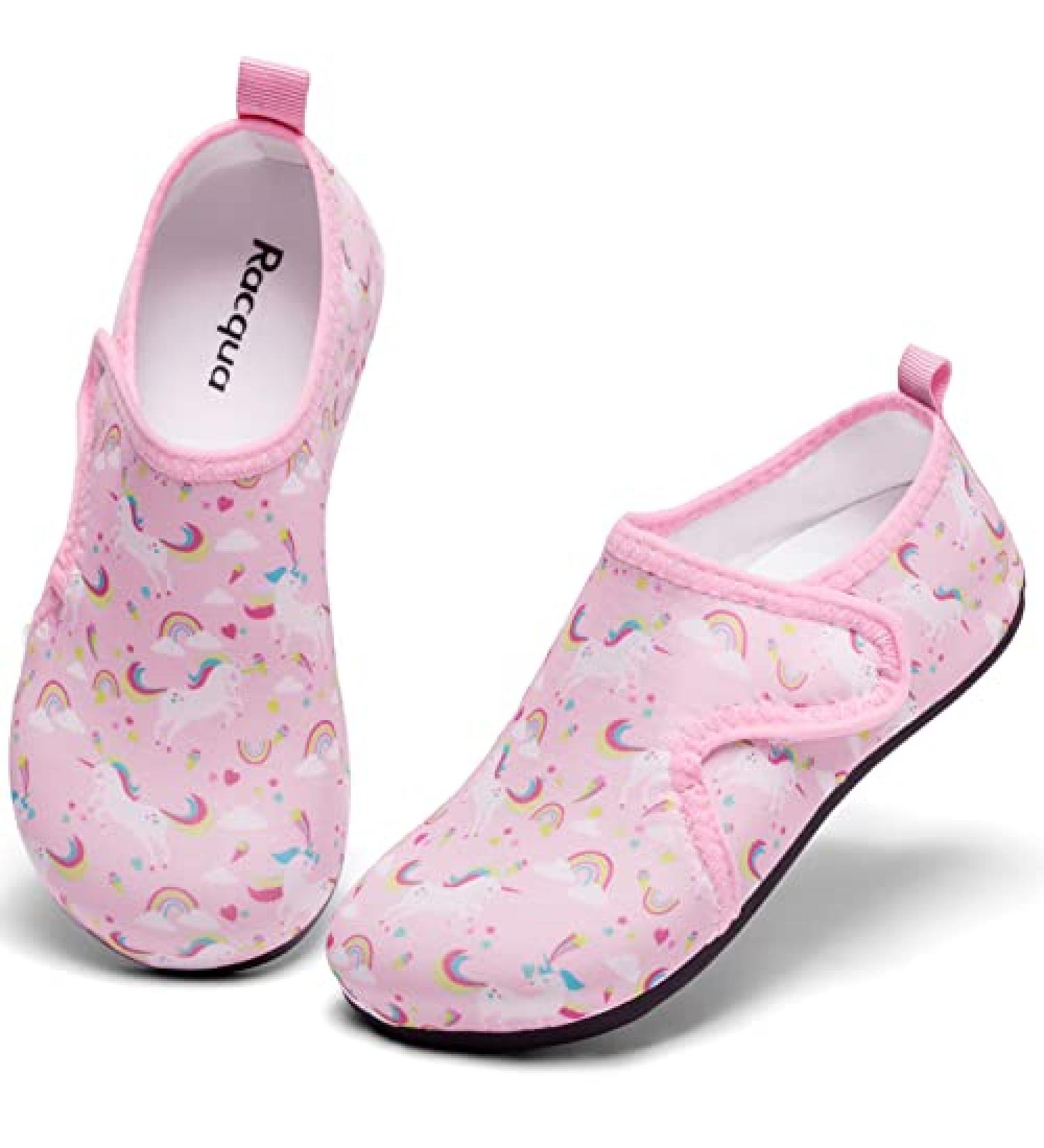 Racqua Kids Unicorn Water Shoes | Lightweight Beach Swim Aqua Socks 12-13 Little Kid - Pink - Buy Online on GoSupps.com