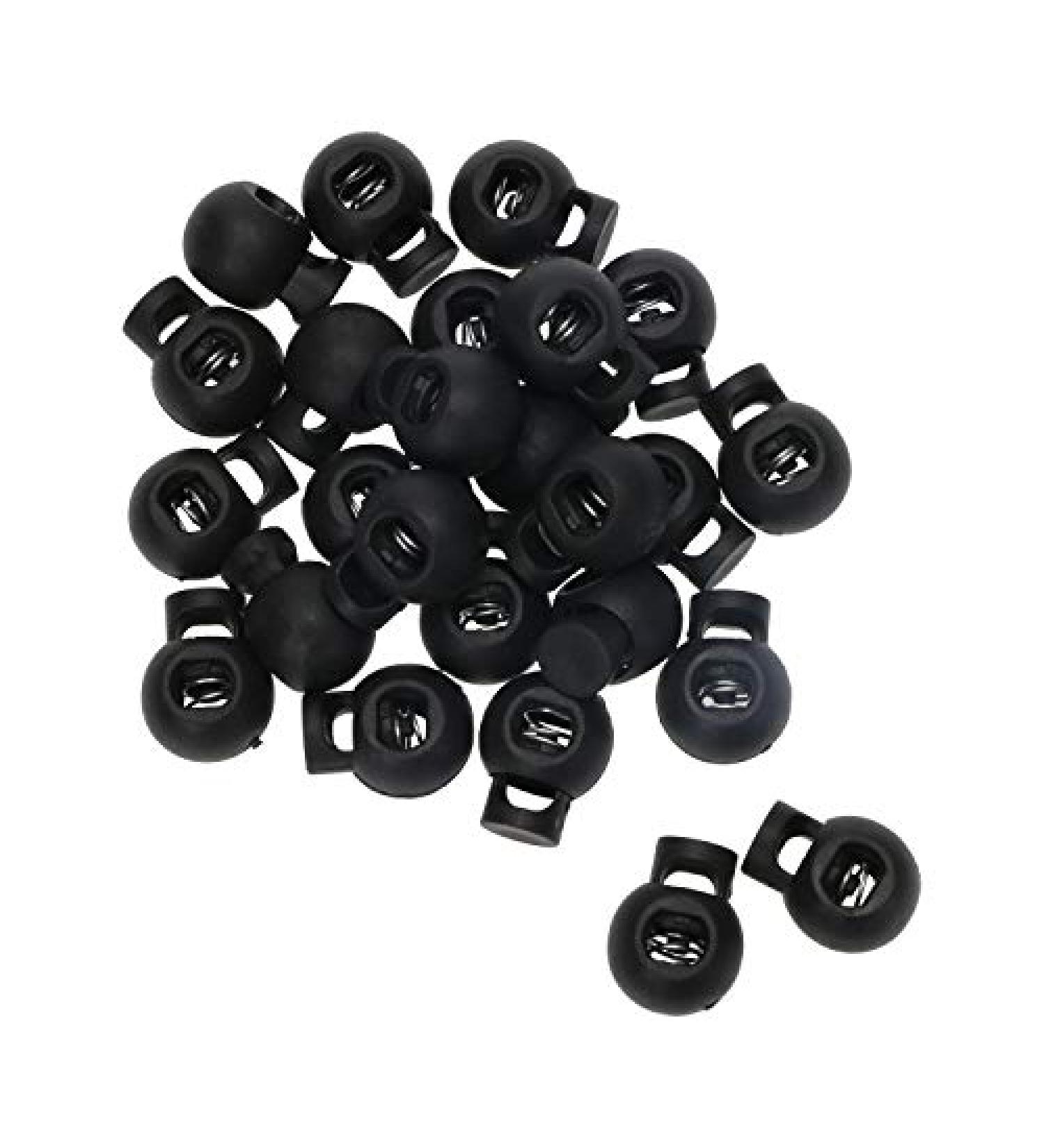 Shapenty Plastic Toggle Cord Locks Clip Ends - 25PCS Black Round Ball Shape Luggage Lanyard Stopper - Buy Online on GoSupps.com
