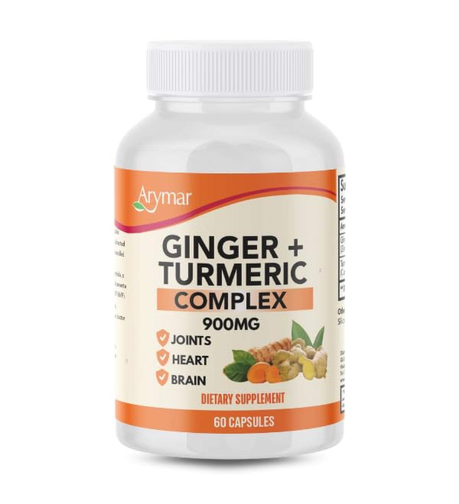 Arymar Ginger Turmeric Supplement 60 Capsules Herbal Dietary Supplement - Buy Online on GoSupps.com