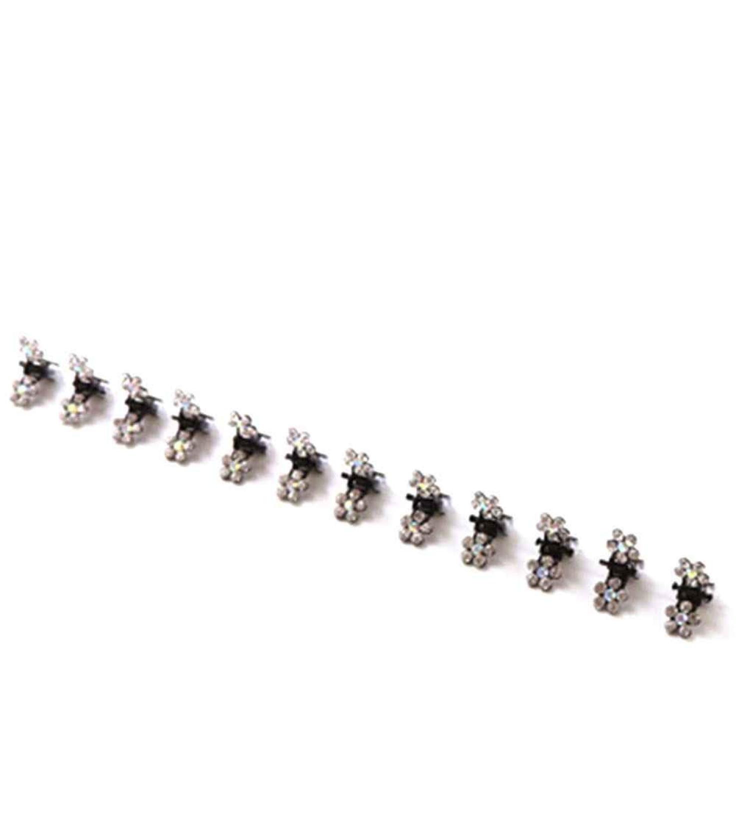 Shop Forcest 12-Piece Mini Rhinestone Flower Hair Clips for Girls & Women - White Metal Hair Grippers & Baby Hairpins - Buy Online on GoSupps.com