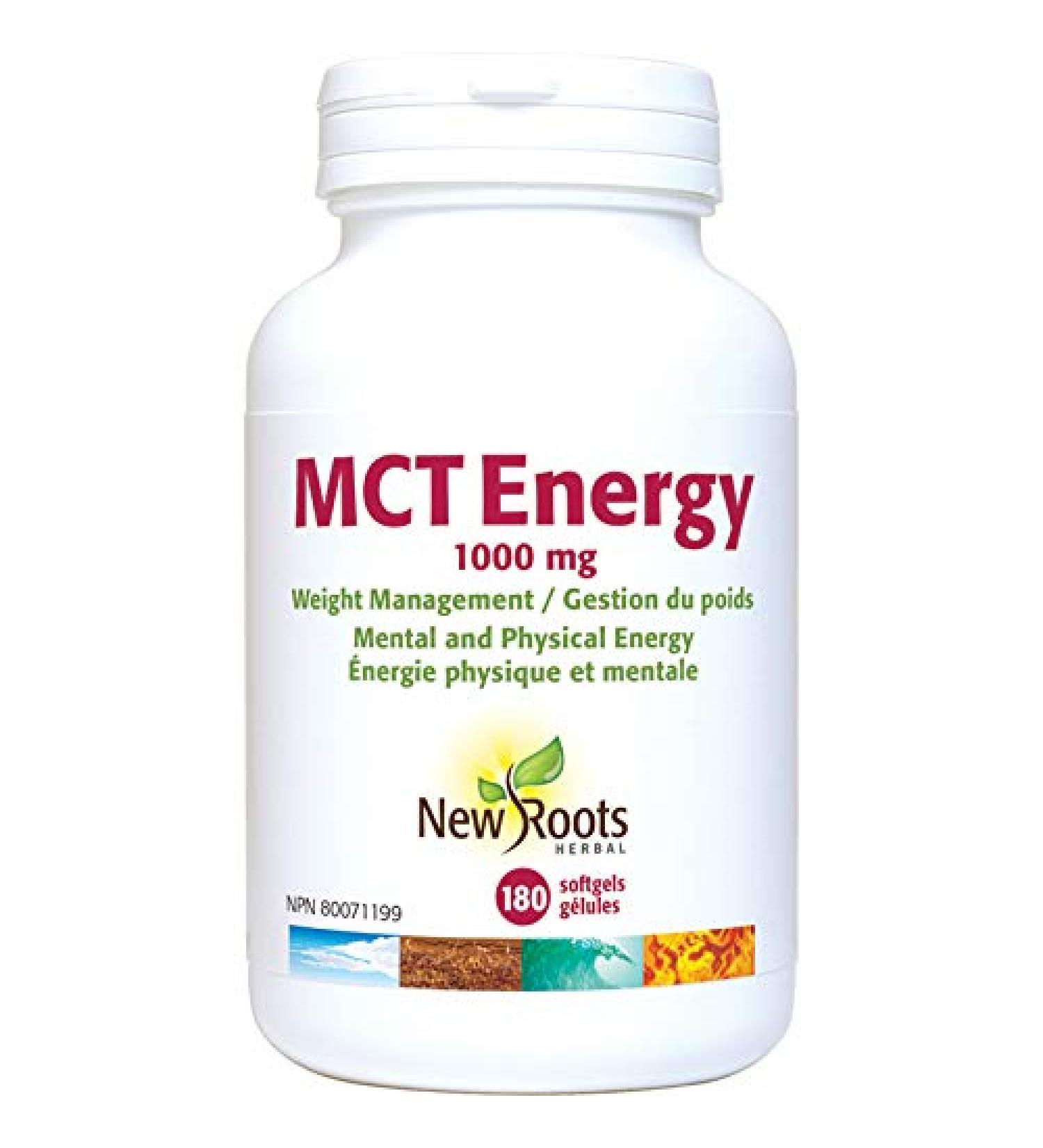 New Roots Herbal - MCT Energy - 180 softgels - 1000 mg per Capsule Weight Management - Mental and Physical Energy - Buy Online on GoSupps.com