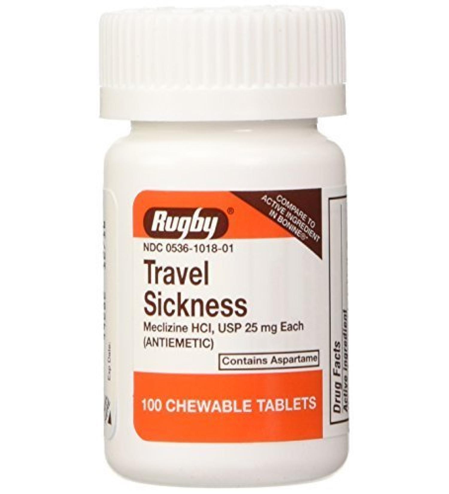 Meclizine Chewable Tablets - 25mg - Model 85207 - (3 Bottles of 100) by Rugby