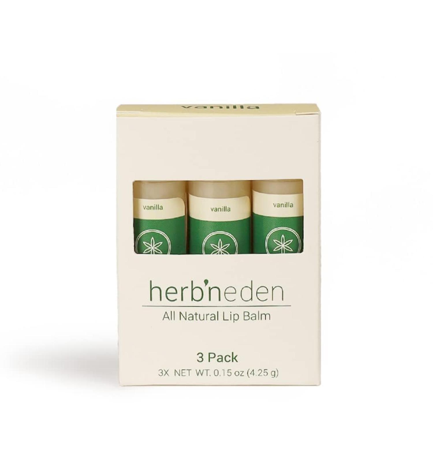 Herb N Eden Vanilla Lip Balm Pack of 3 | Moisturizing and Soothing for Dry Chapped Lips | 100% Natural Ingredients | Essential Oils - Buy Online on GoSupps.com