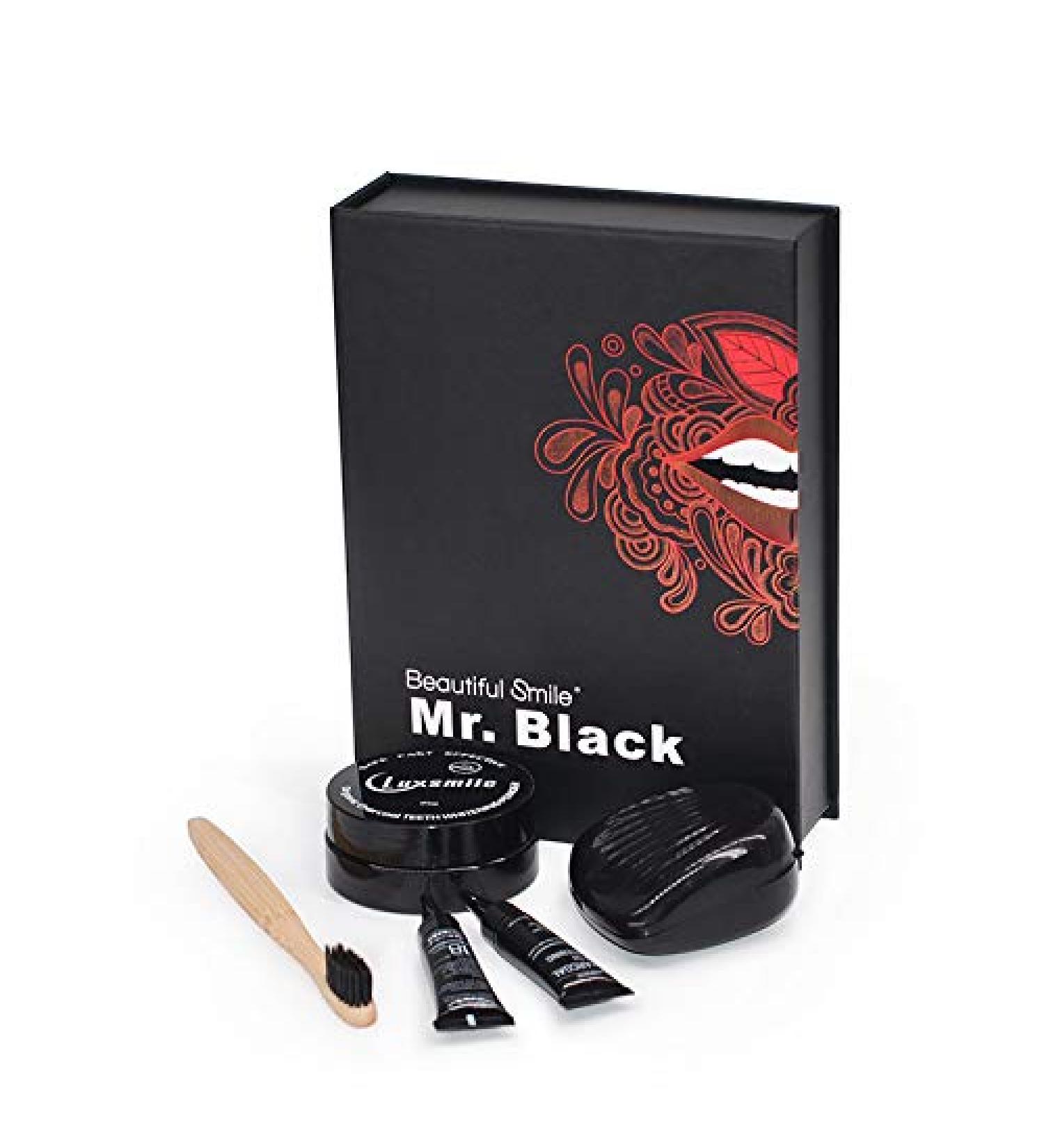 Mr. Black Pro Kit de blanchiment des dents 7 pi ces Charbon actif 100 % naturel limine en douceur les taches tenaces du tabac du vin du caf pour des r sultats plus durables - Buy Online on GoSupps.com