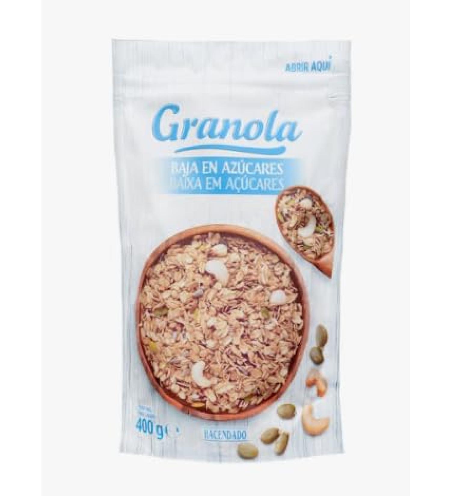 Hacendado Granola Faible en Sucres C r ales et Graines avec Fruits Secs Sans Gluten 400g Pack de 3