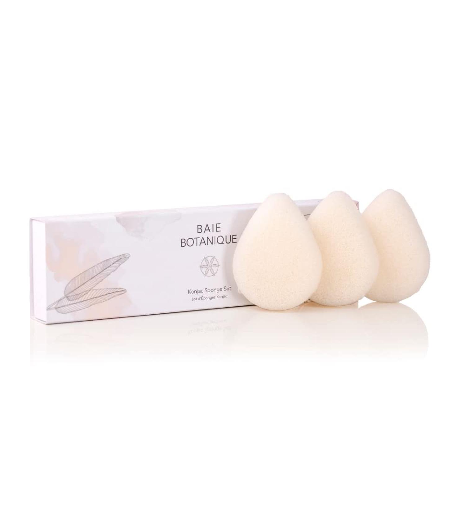 Baie Botanique Teardrop Konjac Sponge Set - 100% Natural, Eco-Friendly Facial Cleansing and Exfoliating Sponges (3 Pack) - Buy Online on GoSupps.com