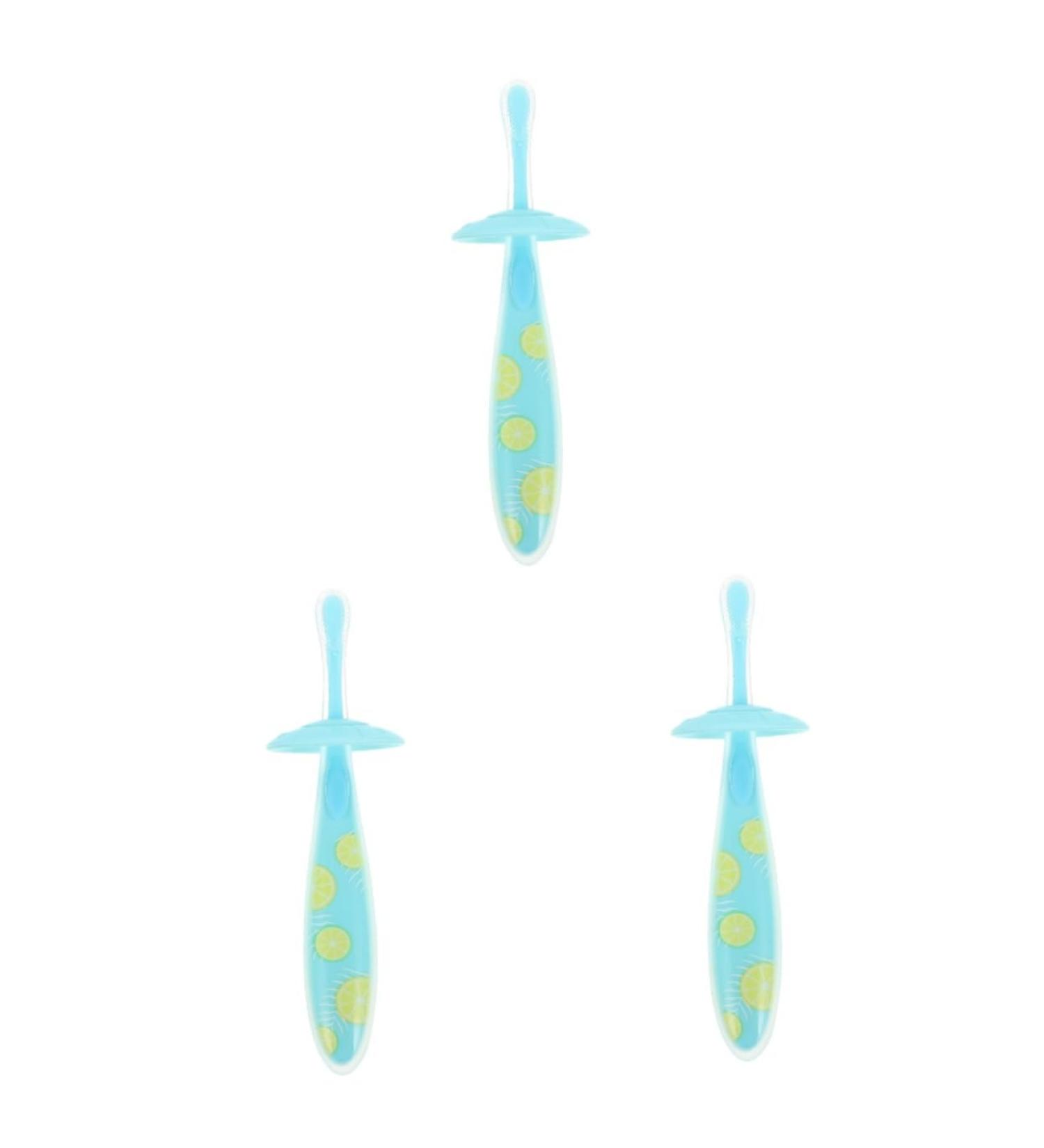 PartyKindom 3 Piece Baby Toothbrush Set - Soft Fur Food Grade Silicone | International Shipping - Buy Online on GoSupps.com