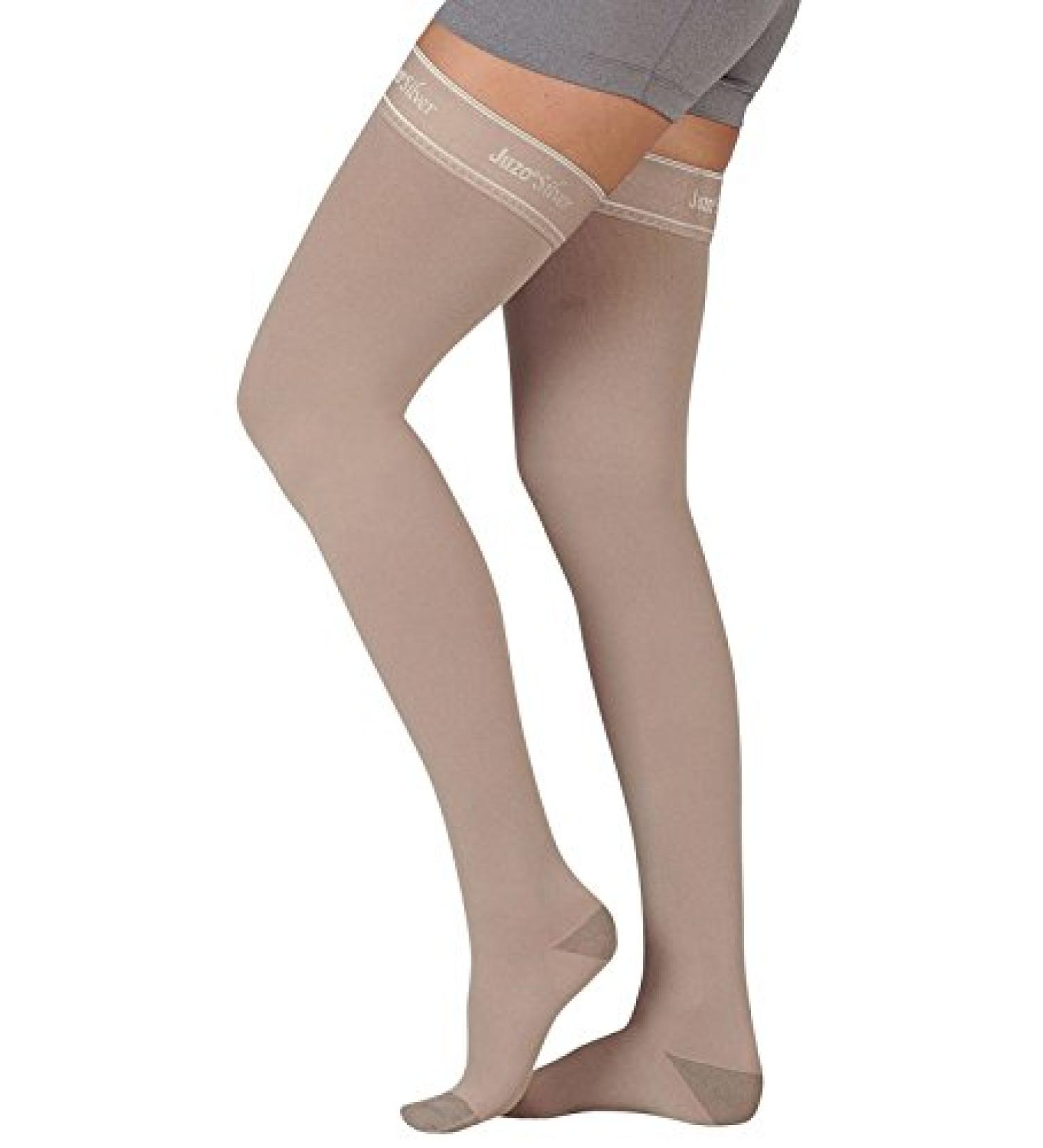 Juzo 2061 Silver Soft Closed Toe Thigh Highs w/Silicone Band - 20-30 mmHg Beige III Reg 2061AGFFSB-III