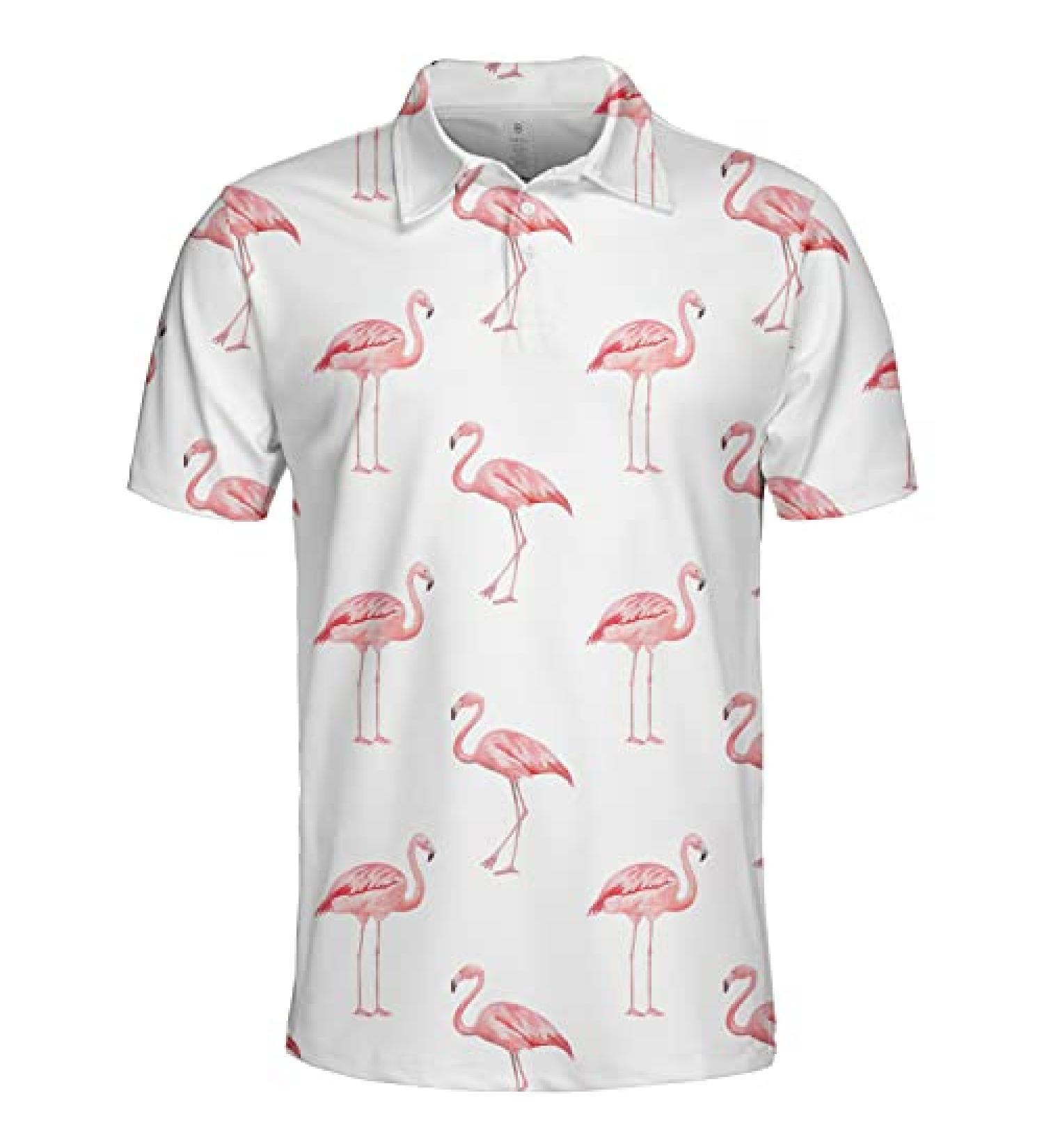 Watercolor Pink Flamingo Polo Shirt - Unisex Lightweight Golf Bowling Polo - X-Large - Buy Online on GoSupps.com