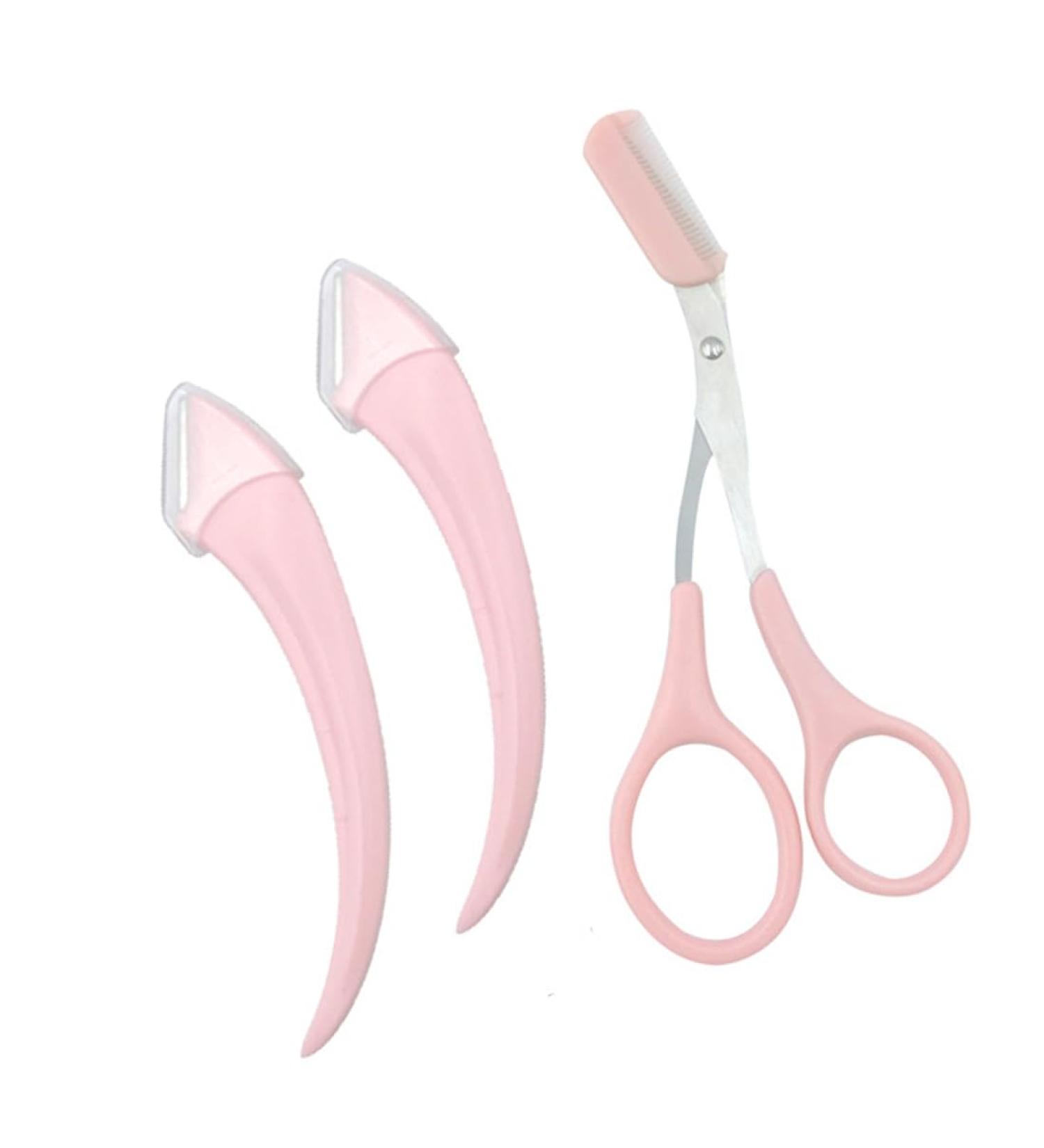 JOCXZI Women's Razor - 3-Piece Professional Eyebrow Trimmer Set (Pink) | Precision Grooming for Perfect Eyebrows | International Shipping Available - Buy Online on GoSupps.com