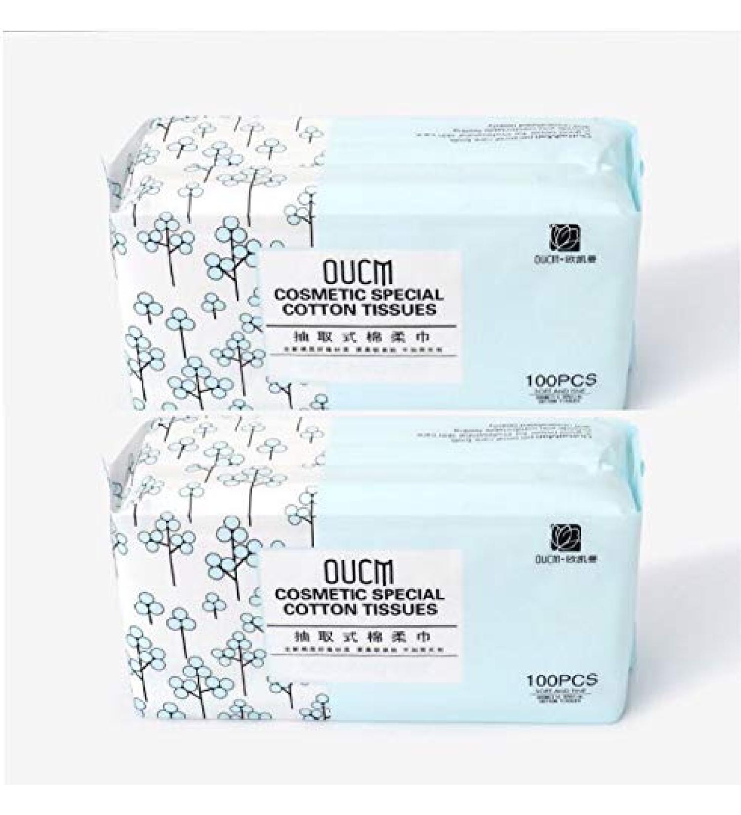 Ouukaide 2-Pack 100% Soft Cotton Manual Towels - Removable Disposable Multi-Purpose Face Towels for Makeup Removal & Cleansing - Buy Online on GoSupps.com