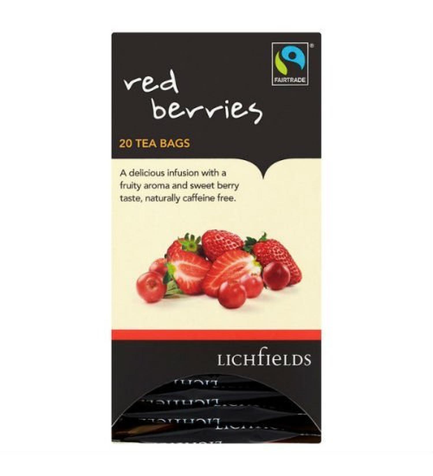 Lichfields Fairtrade Red Berries Pack of 2 boxes of 20 tea bags 40g