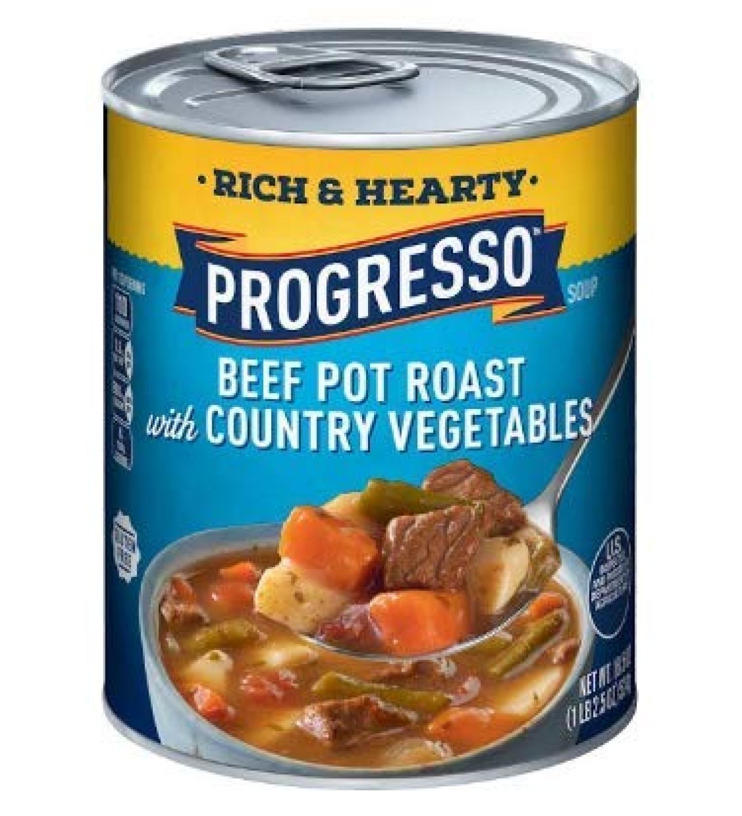 Progresso, Rich & Hearty, Beef Pot Roast with Country Vegetables Soup, 18.5oz Can (Pack of 6)