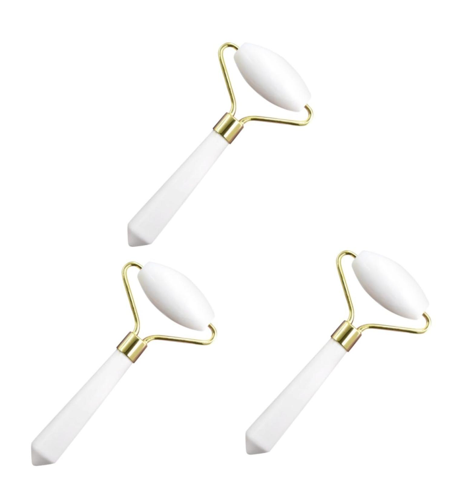 FRCOLOR 3 Pcs Jade Roller Set - Face & Eye Cream Massage for Anti-Aging | Facial Roller for Wrinkles & Beauty | White Jade Massage Sticks - Buy Online on GoSupps.com