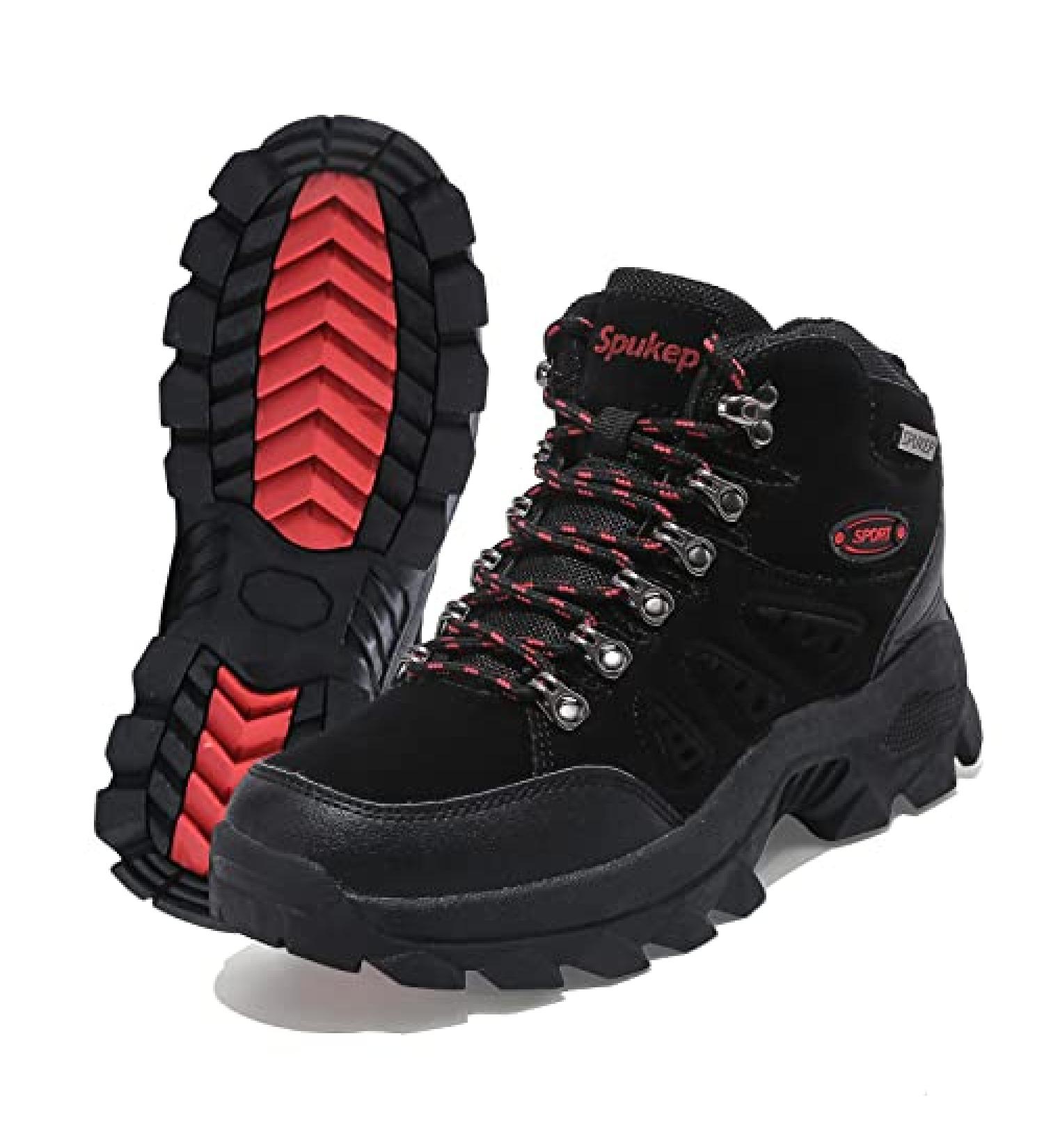Spukep Women's Waterproof Mid Hiking Boots - Black/Cherry Tomato - Buy Online on GoSupps.com