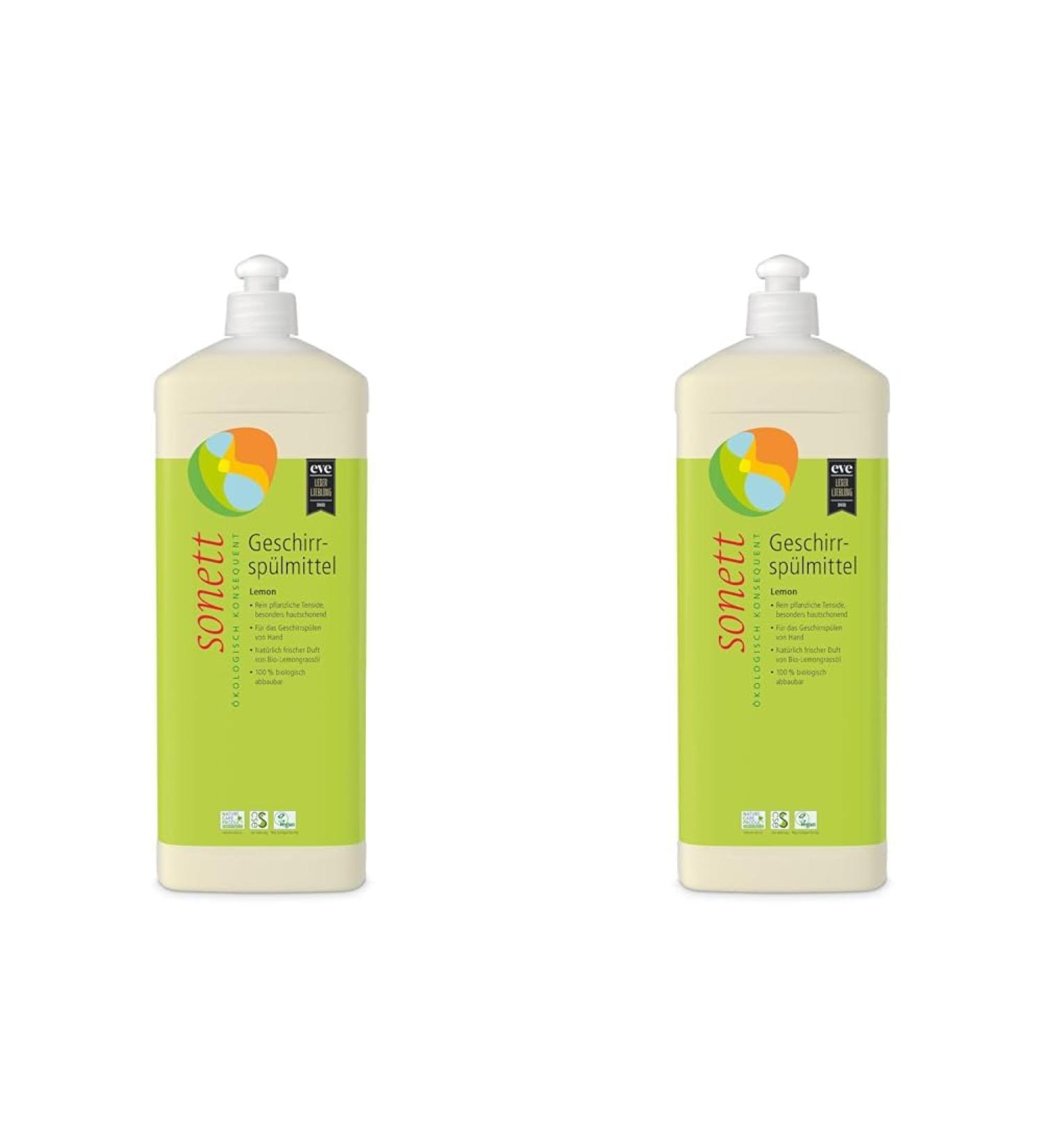 Sonett Lemon Dishwashing Liquid 1L (Pack of 2) - Eco-Friendly Powerful Cleaning for International Shipping - Buy Online on GoSupps.com