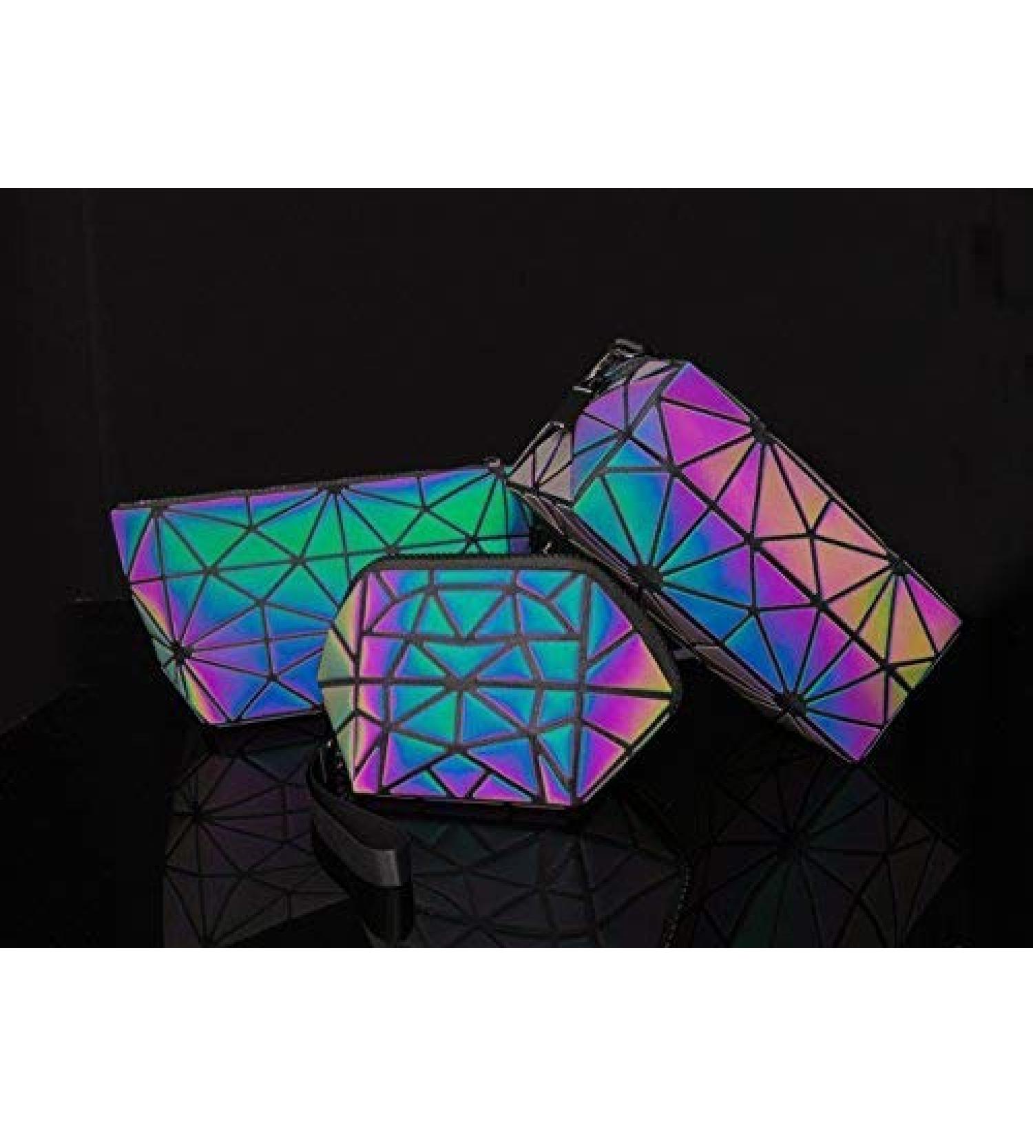 Pryzm Makeup Bags Reflective Laser Effect 3 Piece Set