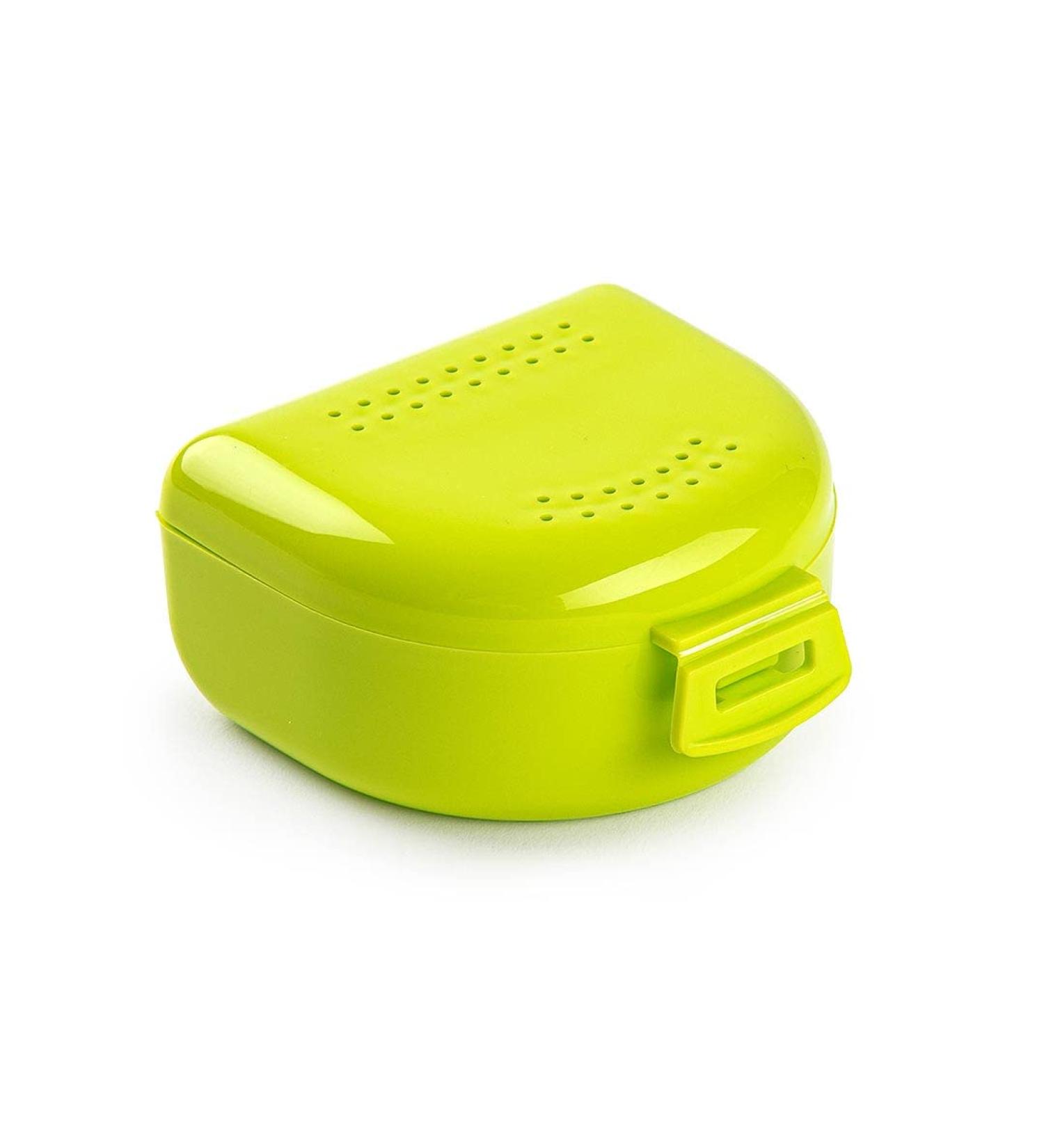 Breathable Storage Box for Braces & Dentures - Portable & Durable - Easy to Clean Tooth Holder - 75x60x35 mm - Green/Lime - Buy Online on GoSupps.com