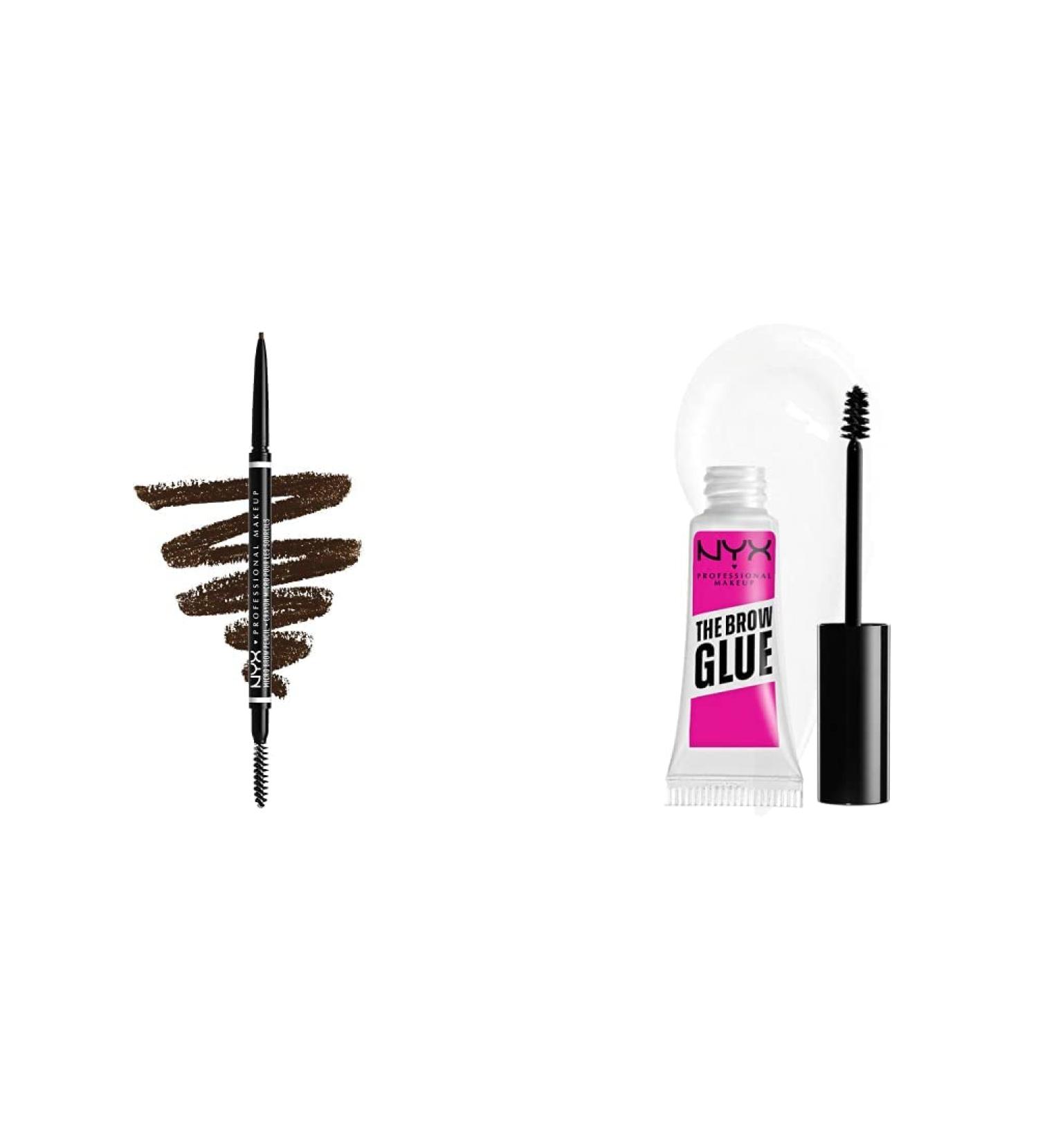 NYX Brow Glue Extreme Hold Gel & Micro Brow Pencil Set - Clear Gel & Espresso Brow Pencil - Buy Online on GoSupps.com