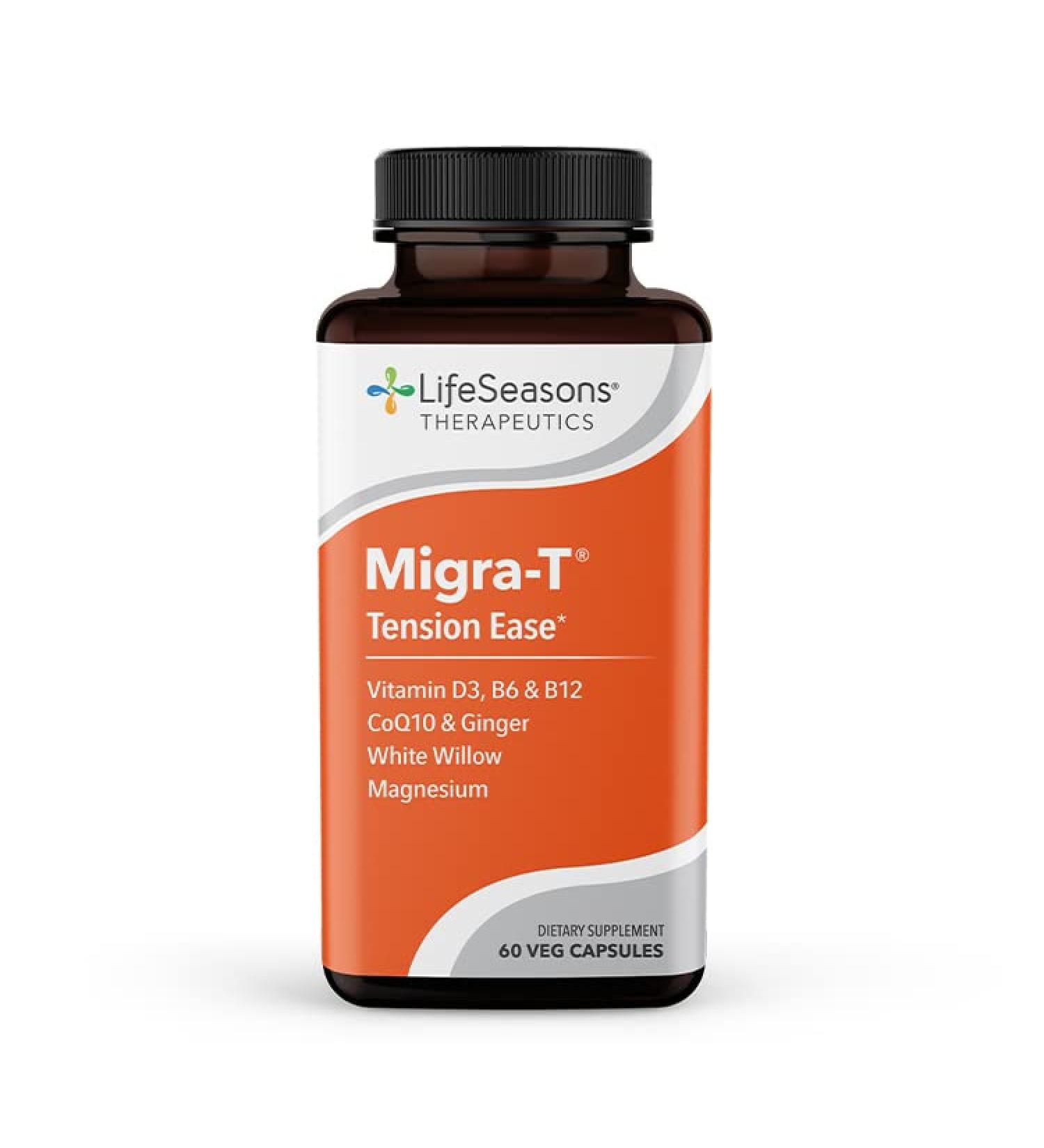 Life Seasons Migra-T Migraine Relief Supplement - Natural Headache Relief with Feverfew, Magnesium, and CoQ10 - 60 Capsules - Buy Online on GoSupps.com