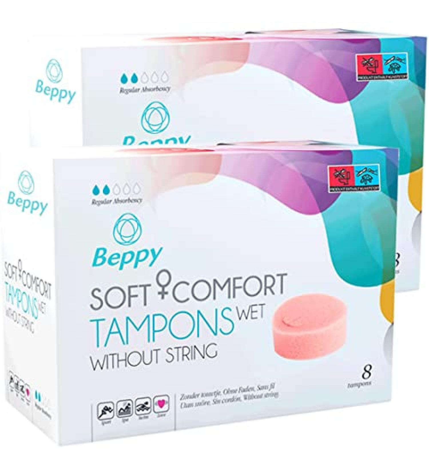 Beppy Wet Comfort Tampon's double pack 2x8 pieces - without fades moist sponge tampon freedom during the period (sauna swimming sport love)
