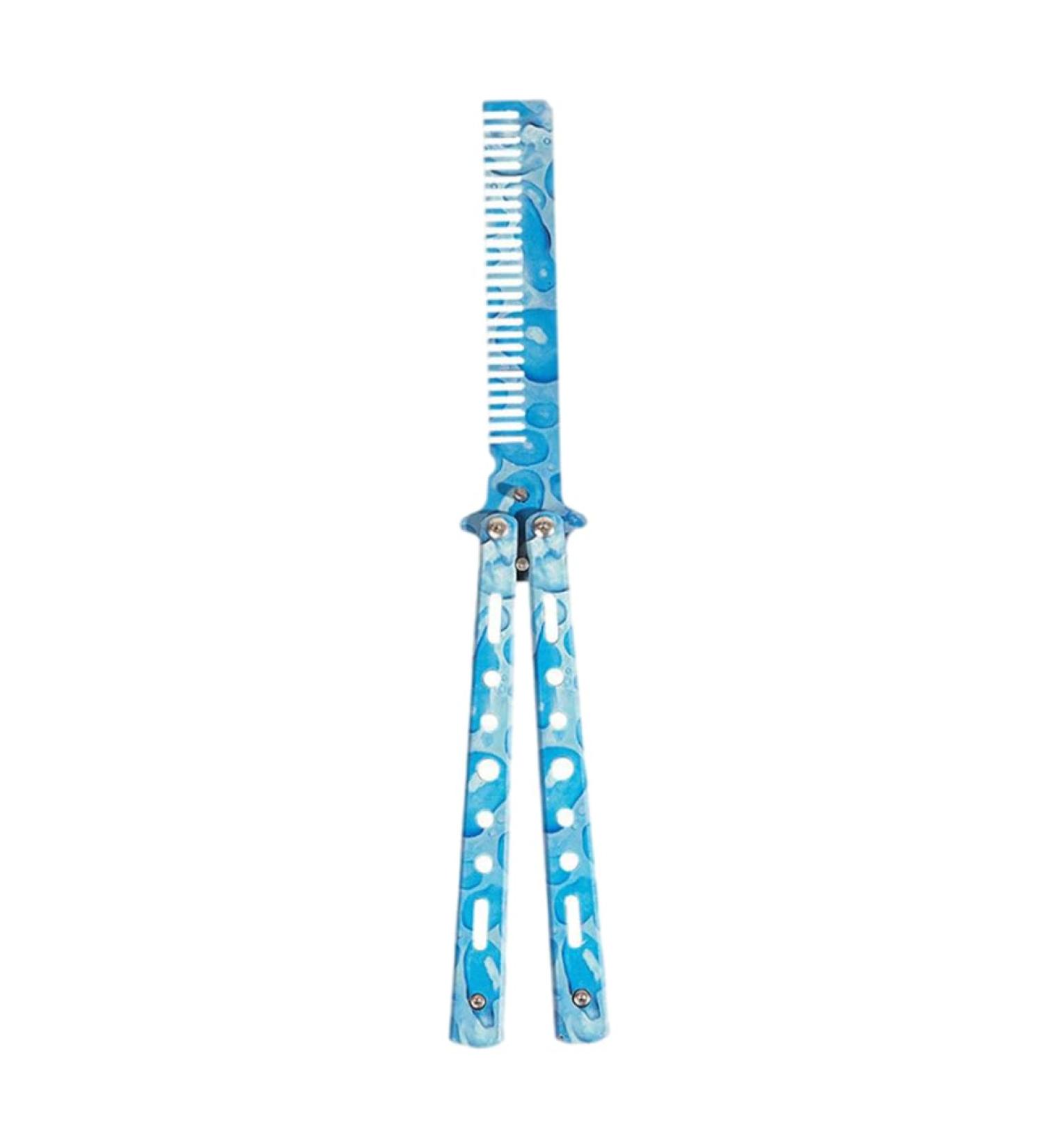 beautymics Manicure tackle Comb Trainer Stainless Steel Unsharpened Slice Butterfly Training Comb for Beginner Aqua Blue - Buy Online on GoSupps.com