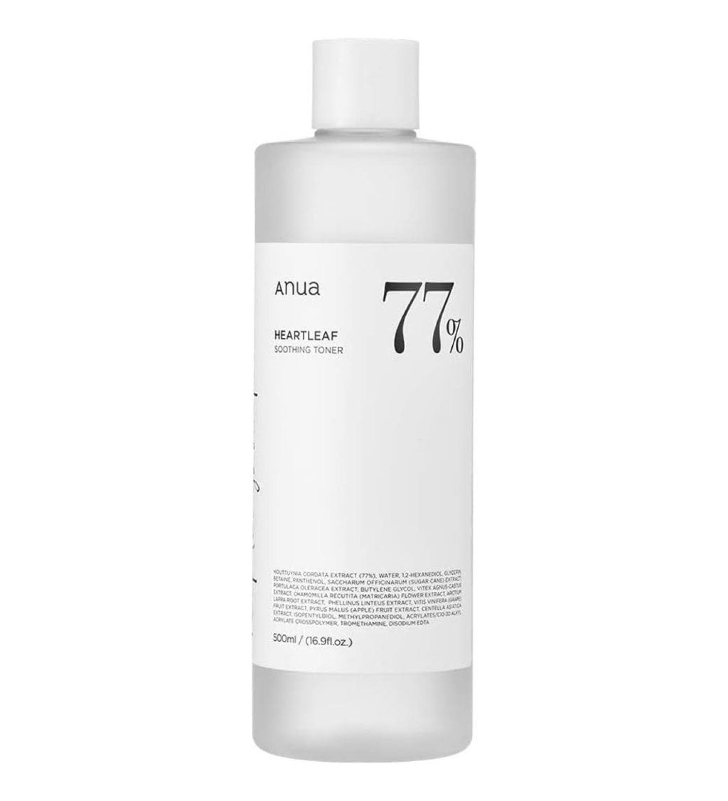 Anua Heartleaf 77% Soothing Toner I pH 5.5 Skin Trouble Care Calming Skin Refreshing Purifying (500ml / 16.90 fl.oz.)