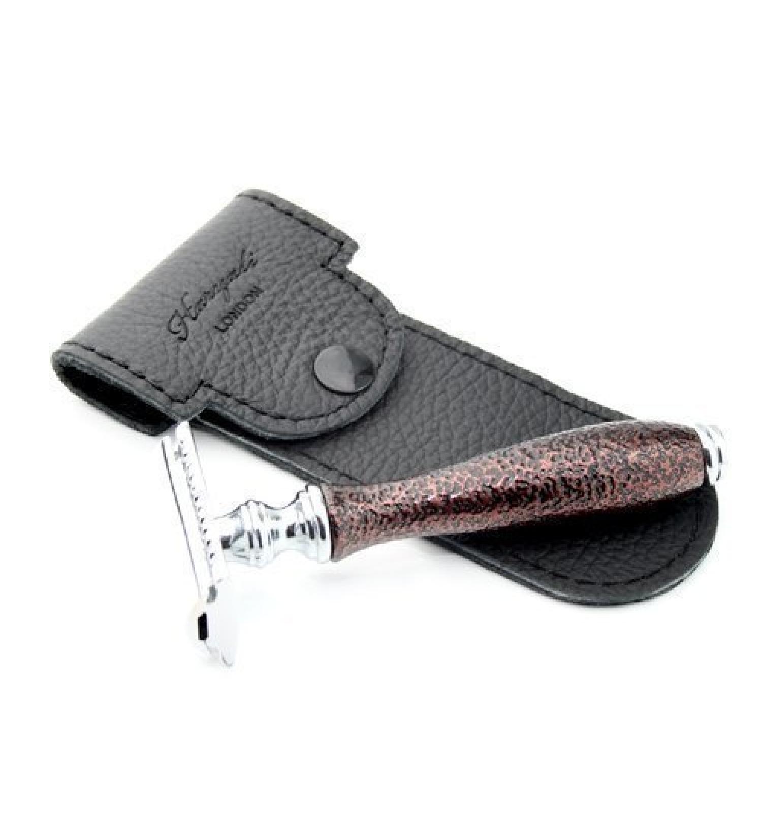Double Edge Safety Razor with Leather Cover