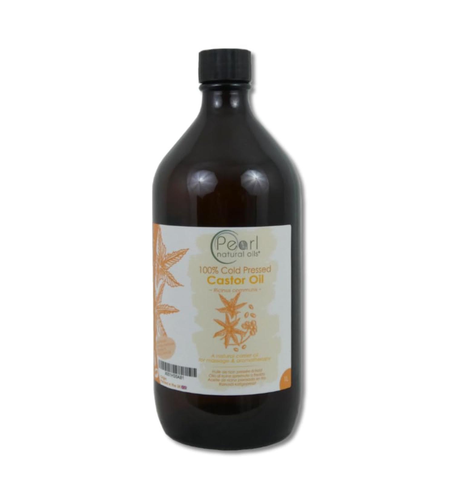 Cold Pressed Organic Pure Castor Oil 1 litre Glass Bottle Vegan BP Grade Hexane Free Non-GMO
