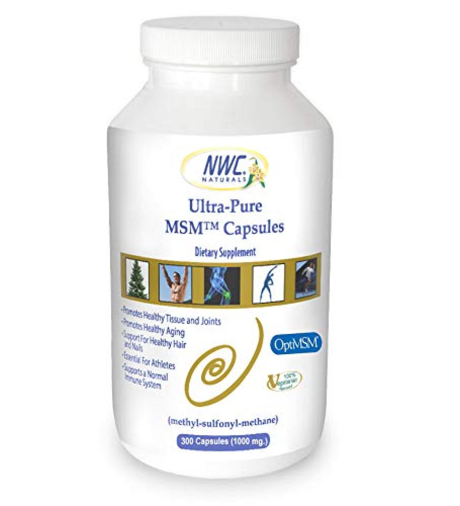 NWC Naturals Ultra-Pure MSM Capsules 300ct - 1000 MG for Joint Support - White (C3MSM) - Buy Online on GoSupps.com