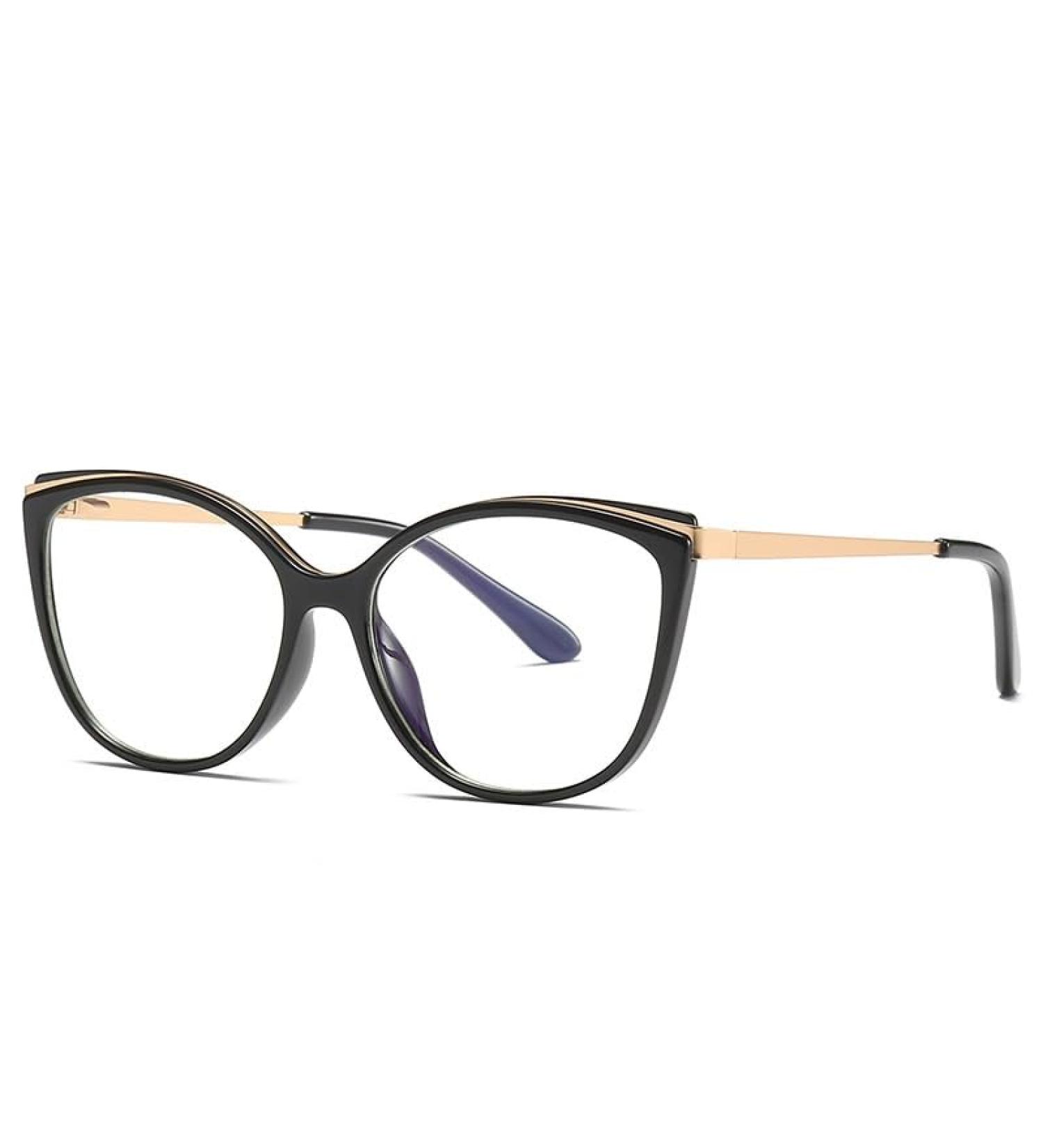 Parwana Cat-Eye Blue Light Blocking Reading Glasses - Oversized Flat Mirror Design (+0.00 Black) | Protect Your Eyes from Digital Strain - Buy Online on GoSupps.com