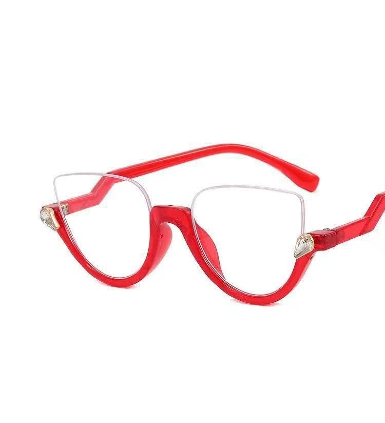 Shop Anti Glare Cat-Eye Readers | Blue Light Blocking Half Frame Glasses +300 Red - International Shipping Available - Buy Online on GoSupps.com