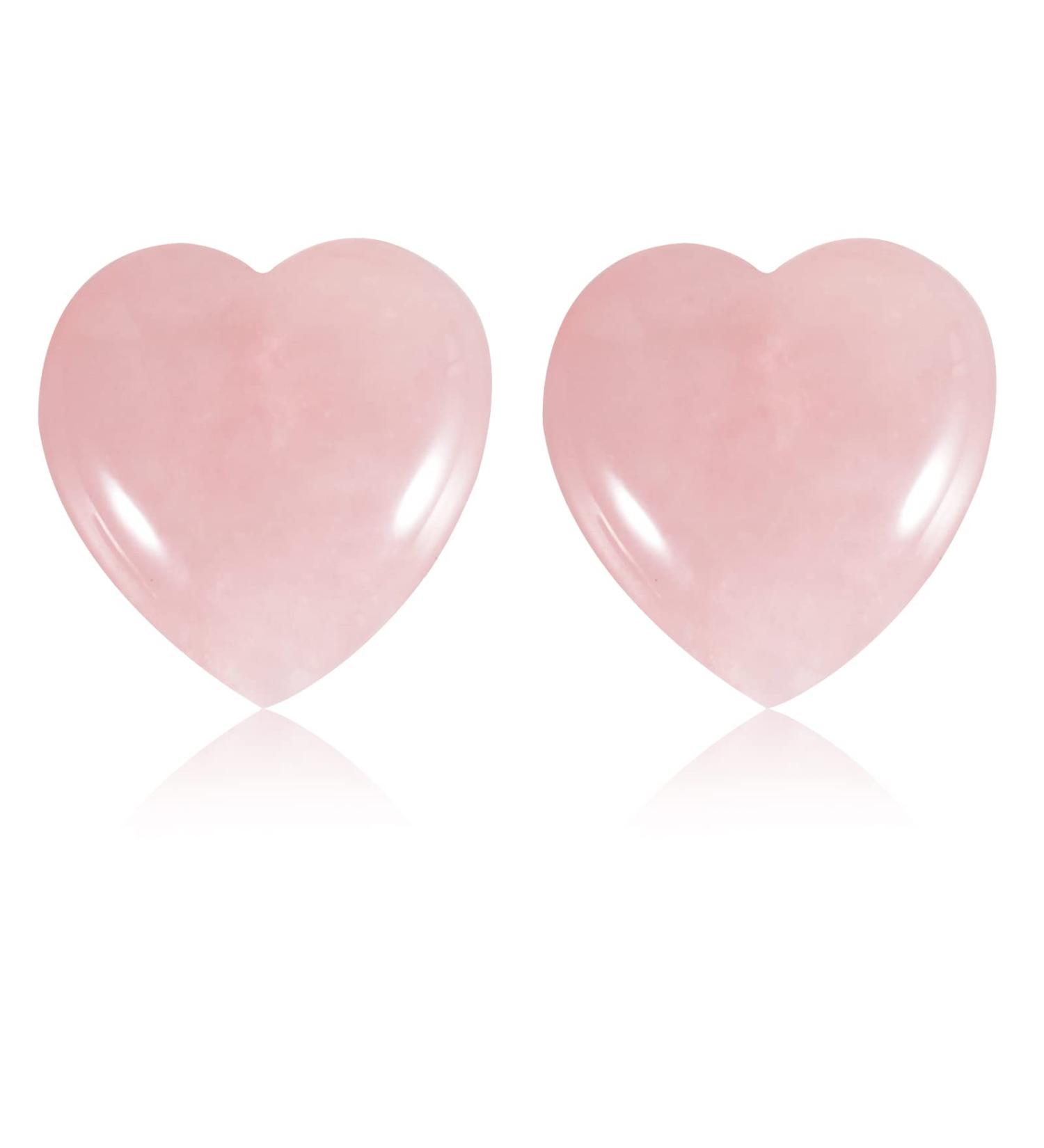Soulnioi Rose Quartz Crystal Heart Love Stones for Yoga & Meditation - 2pcs - Buy Online on GoSupps.com