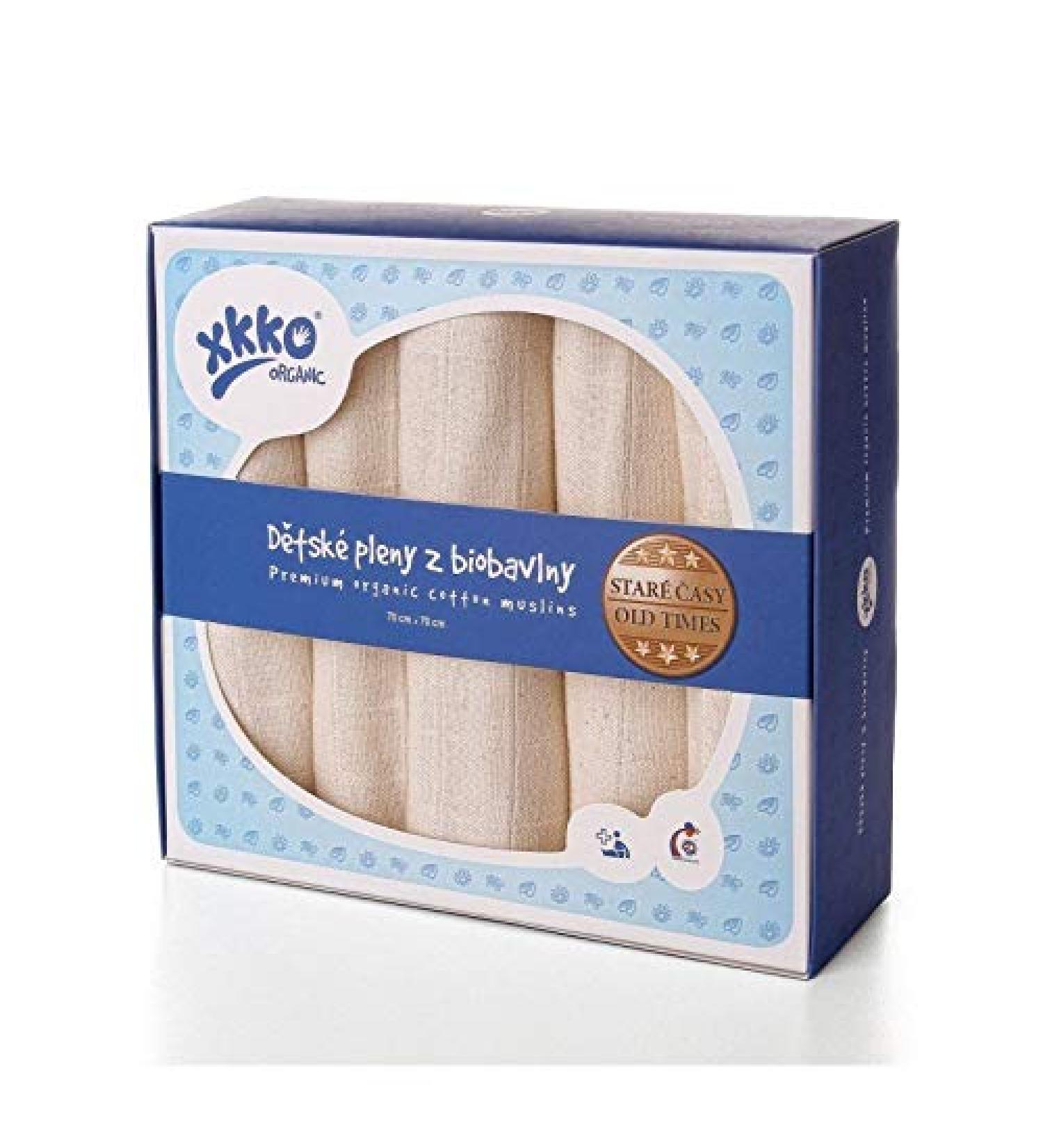 Buy XKKo Organic Cotton Muslin Nappies - Set of 5 (70x70 cm) | Soft Natural & Eco-Friendly - Buy Online on GoSupps.com