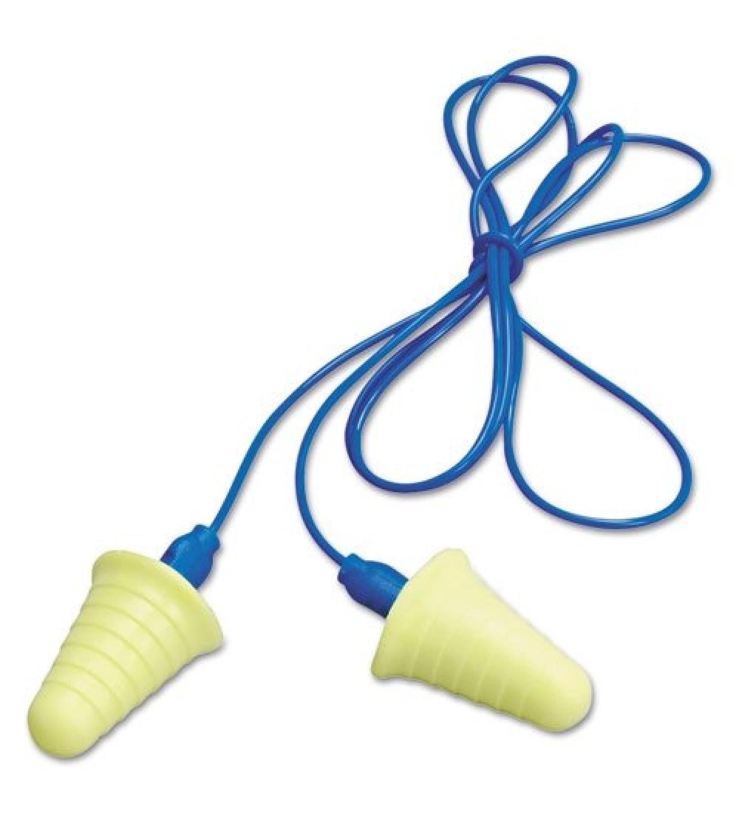 3M E-A-R Push-Ins 318-1009 Yellow Universal Polyurethane Foam Corded Ear Plugs - 30 dB NRR - 70071515681 PRICE is per PAIR