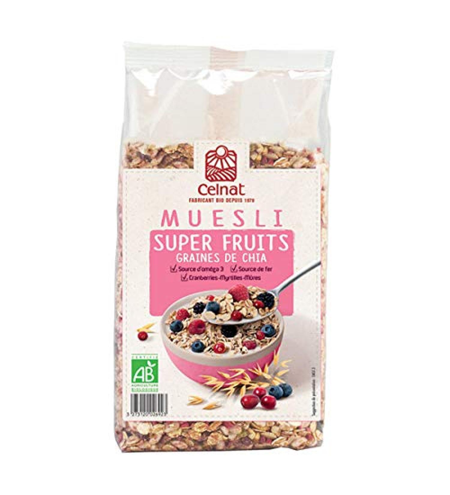 Celnat - Organic Super Fruit Chia Seed Muesli - 375G - Sold per unit - Buy Online on GoSupps.com