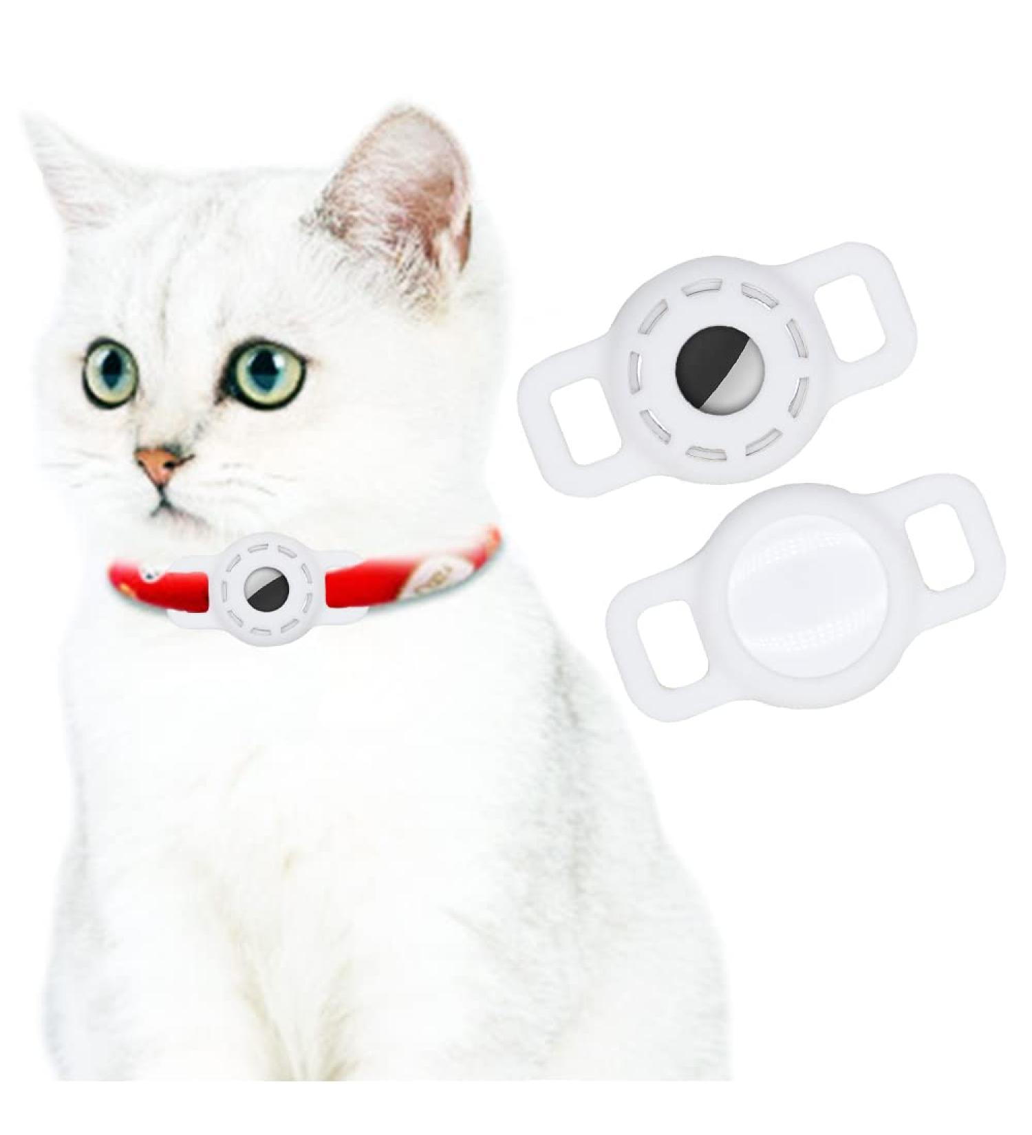 AirTag Silicone Case for Dog Collars - Adjustable GPS Finder for Cats & Dogs | 2 Pack (White) - Buy Online on GoSupps.com