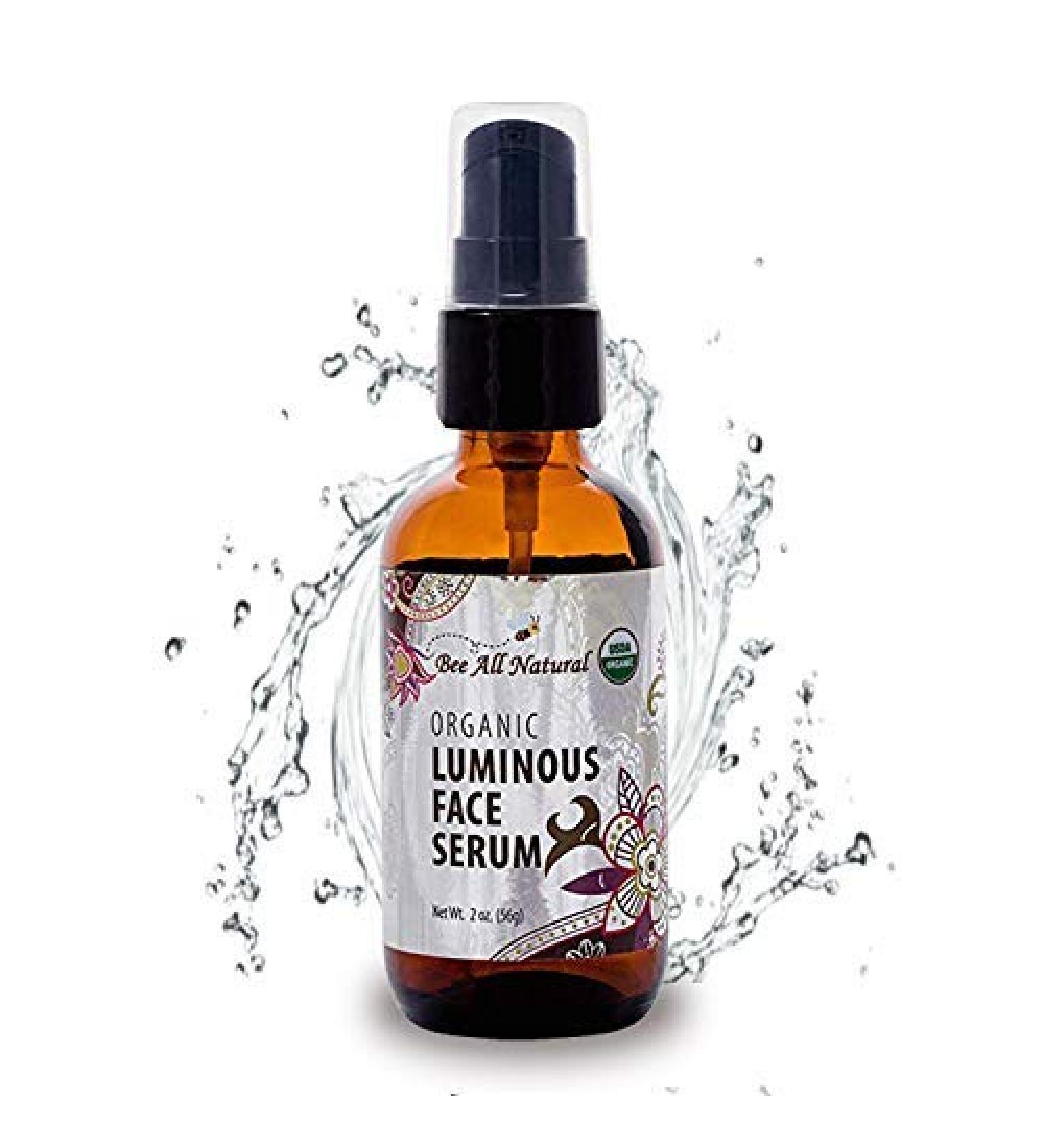 Organic Luminous Face Serum - USDA Certified Youthful & Nourished Skin - 2 oz Glass Bottle - International Shipping Available - Buy Online on GoSupps.com