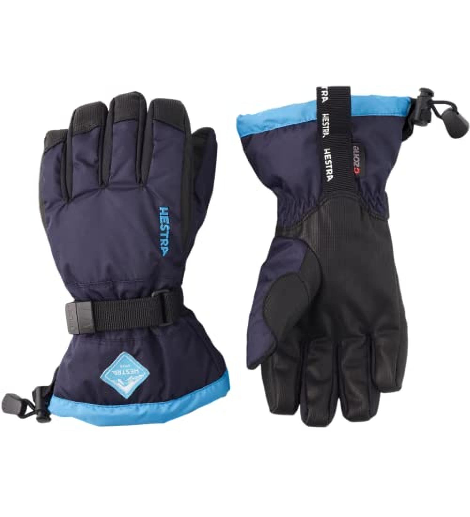 Hestra Gauntlet CZone Junior Glove | Waterproof & Insulated Kids Gloves for Winter - Dark Navy/Turquoise, Size 5 - Buy Online on GoSupps.com